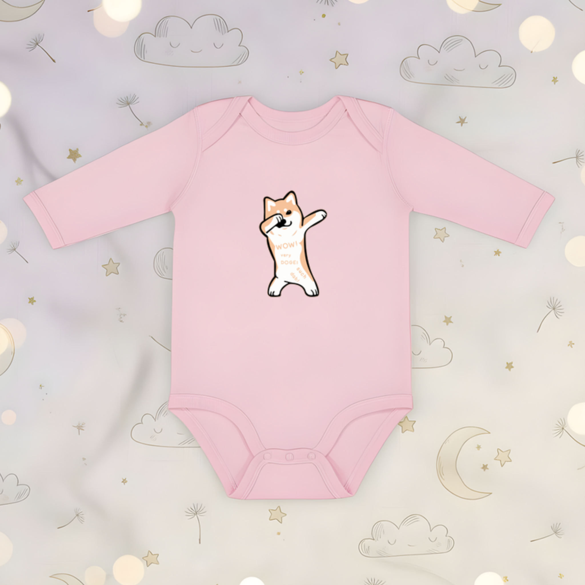 Dabbing Doge Dog Long Sleeve Onesie
