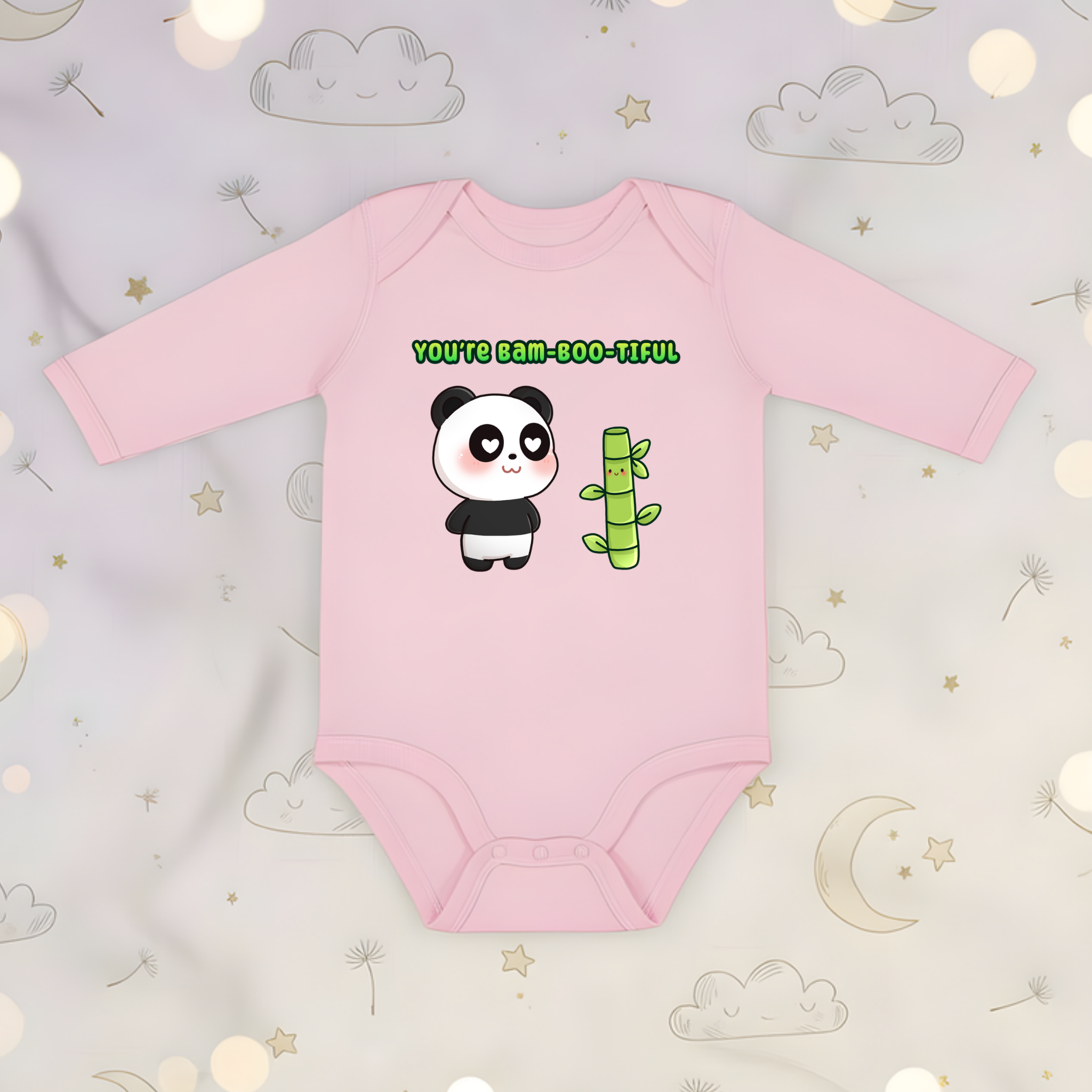 You're Bam-Boo-Tiful Panda and Bamboo Couple Long Sleeve Onesie
