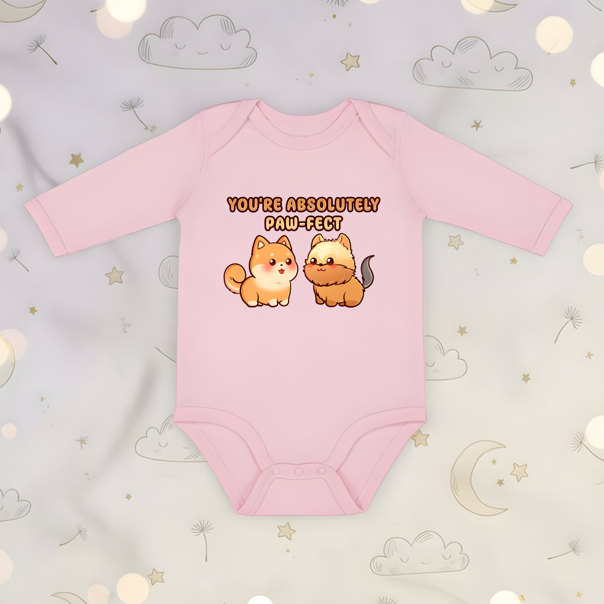You're Absolutely Paw-fect Dog Couple - Shiba Inu & Yorkshire Terrier Long Sleeve Onesie