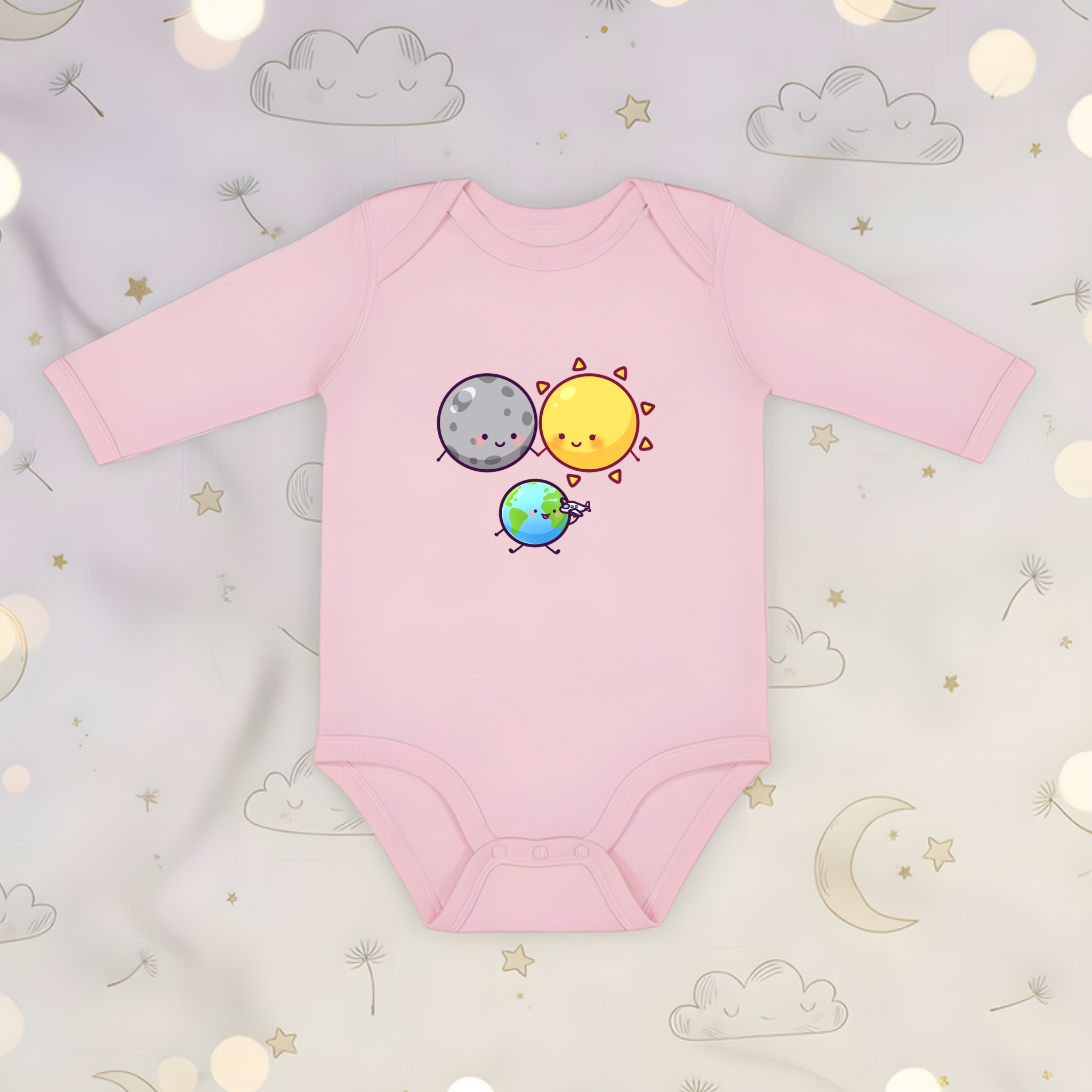 Sun Moon and Earth Family Long Sleeve Onesie