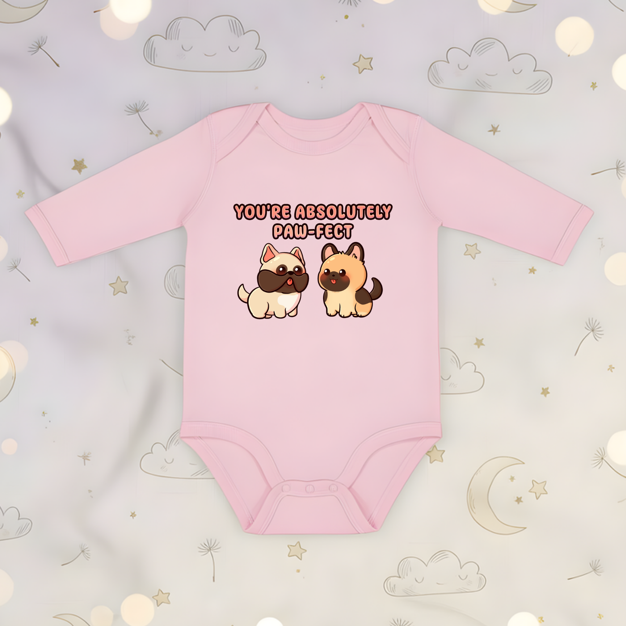 You're Absolutely Paw-fect Dog Couple - French Bulldog & German Shephard Long Sleeve Onesie