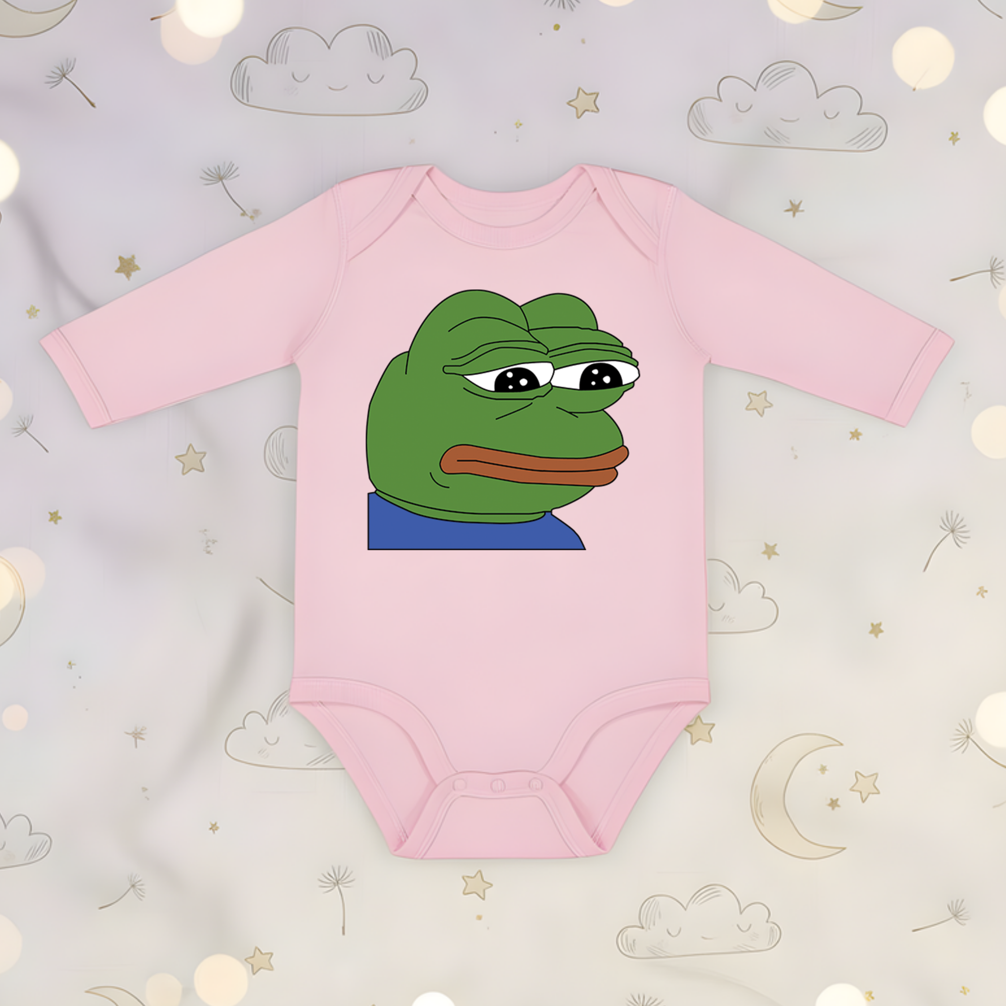 Sad Pepe the Frog Long Sleeve Onesie