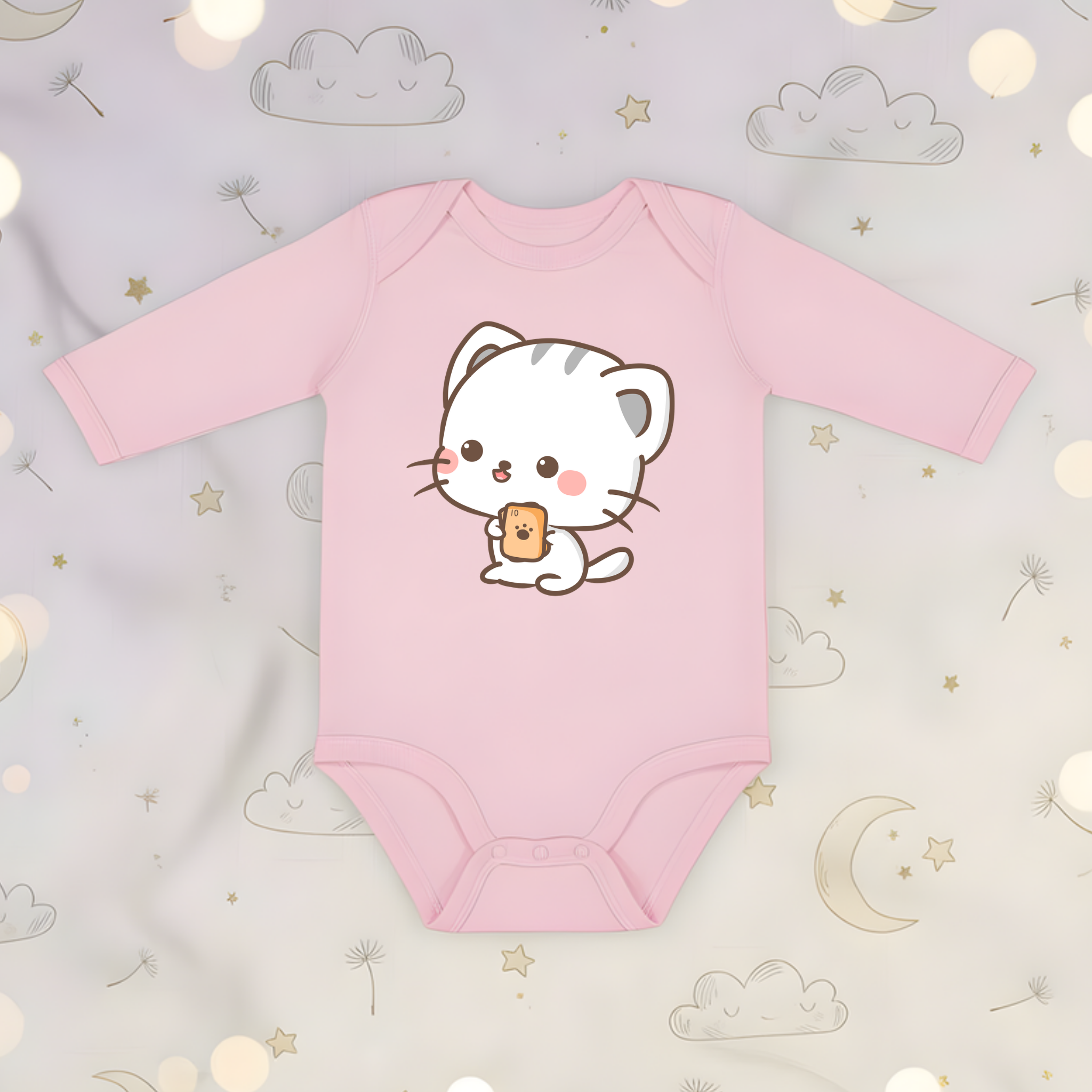 Cat Playing Cards Long Sleeve Onesie