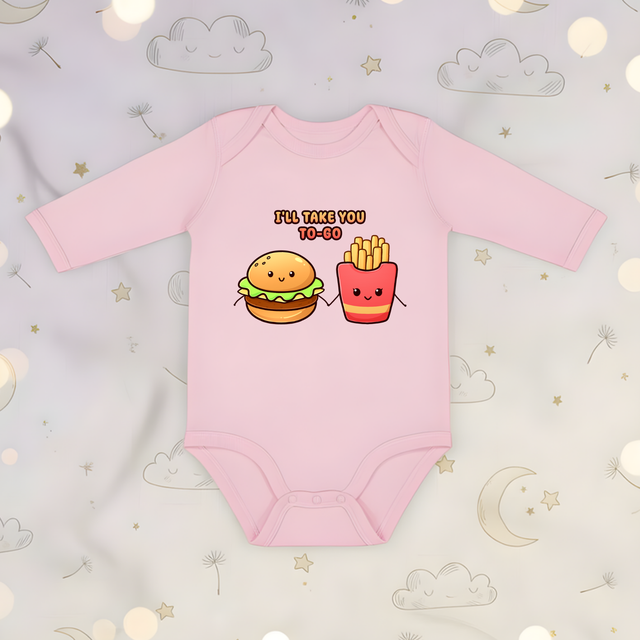 I'll Take You To-Go Burger and Fries Couple Long Sleeve Onesie