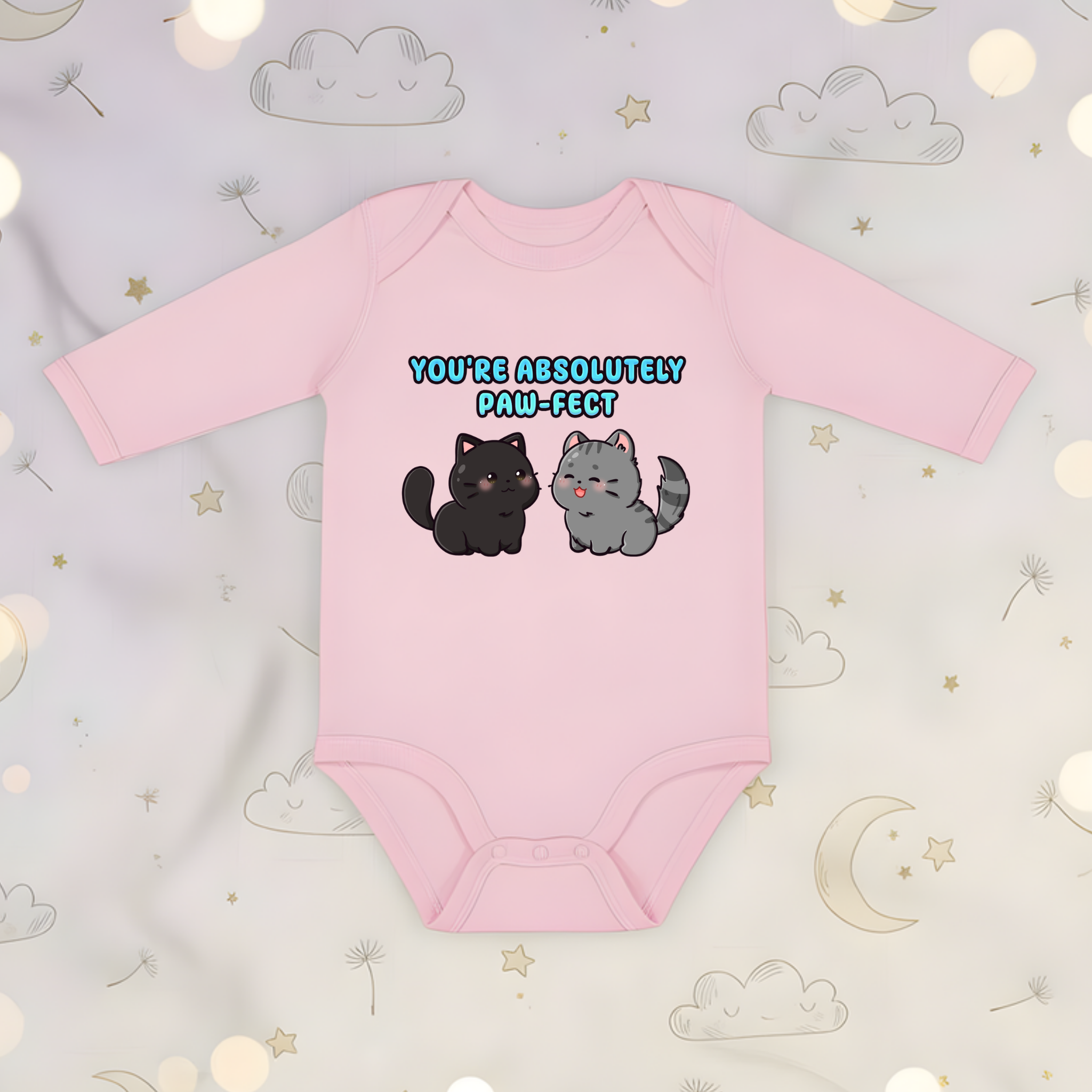 You're Absolutely Paw-Fect Cat Couple Long Sleeve Onesie