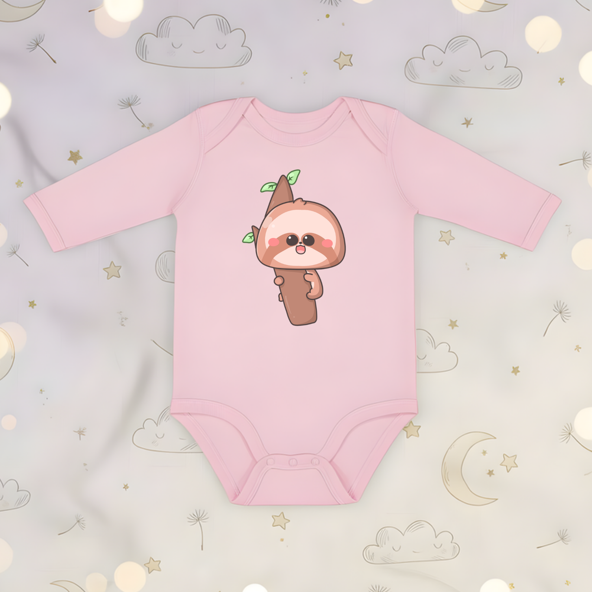 Baby Sloth on a Tree Branch Long Sleeve Onesie