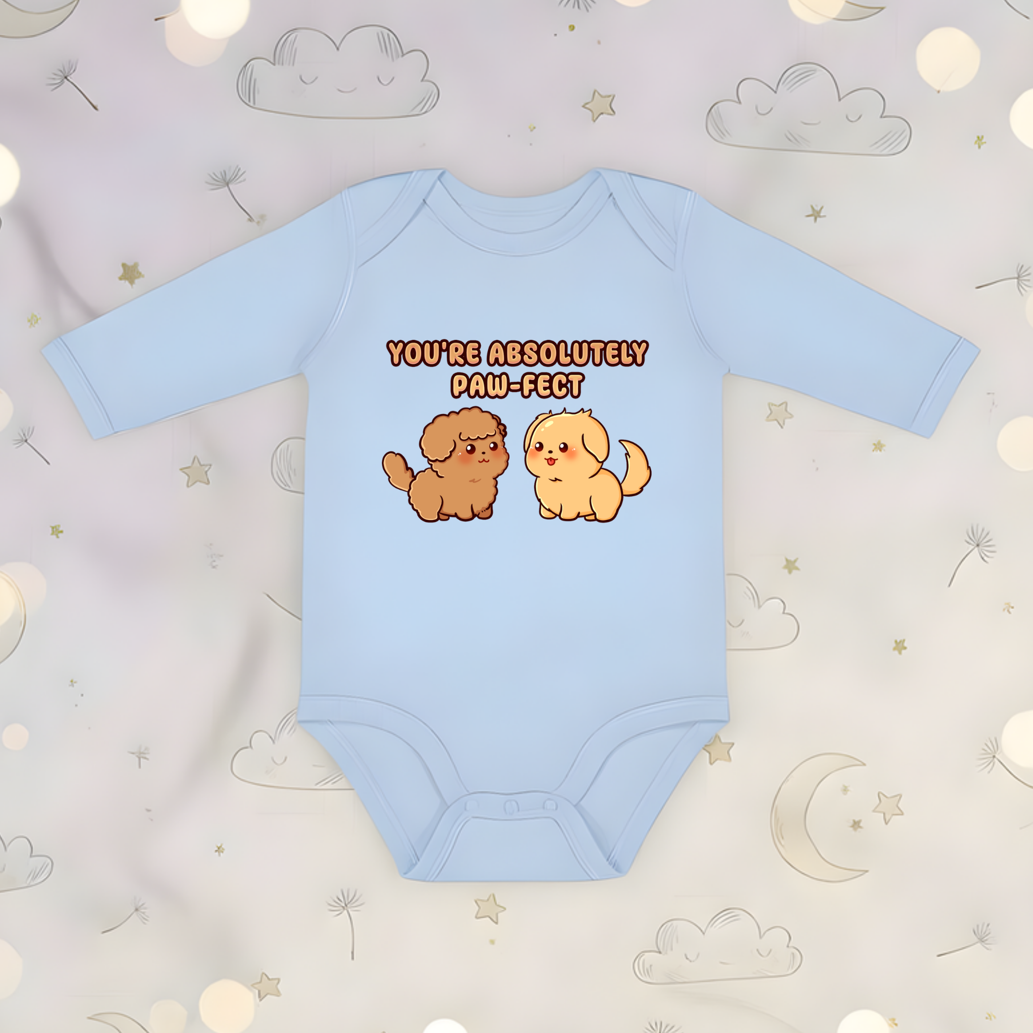 You're Absolutely Paw-Fect Dog Couple - Poodle & Golden Retriever Long Sleeve Onesie