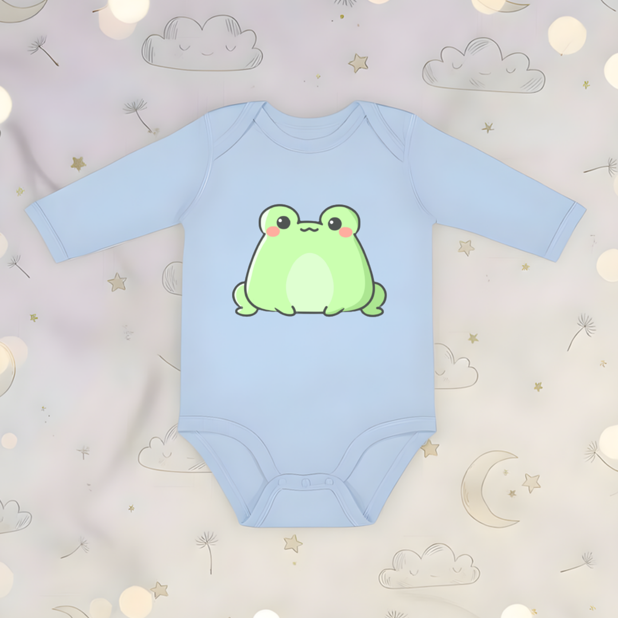 Sitting Frog Long Sleeve Onesie