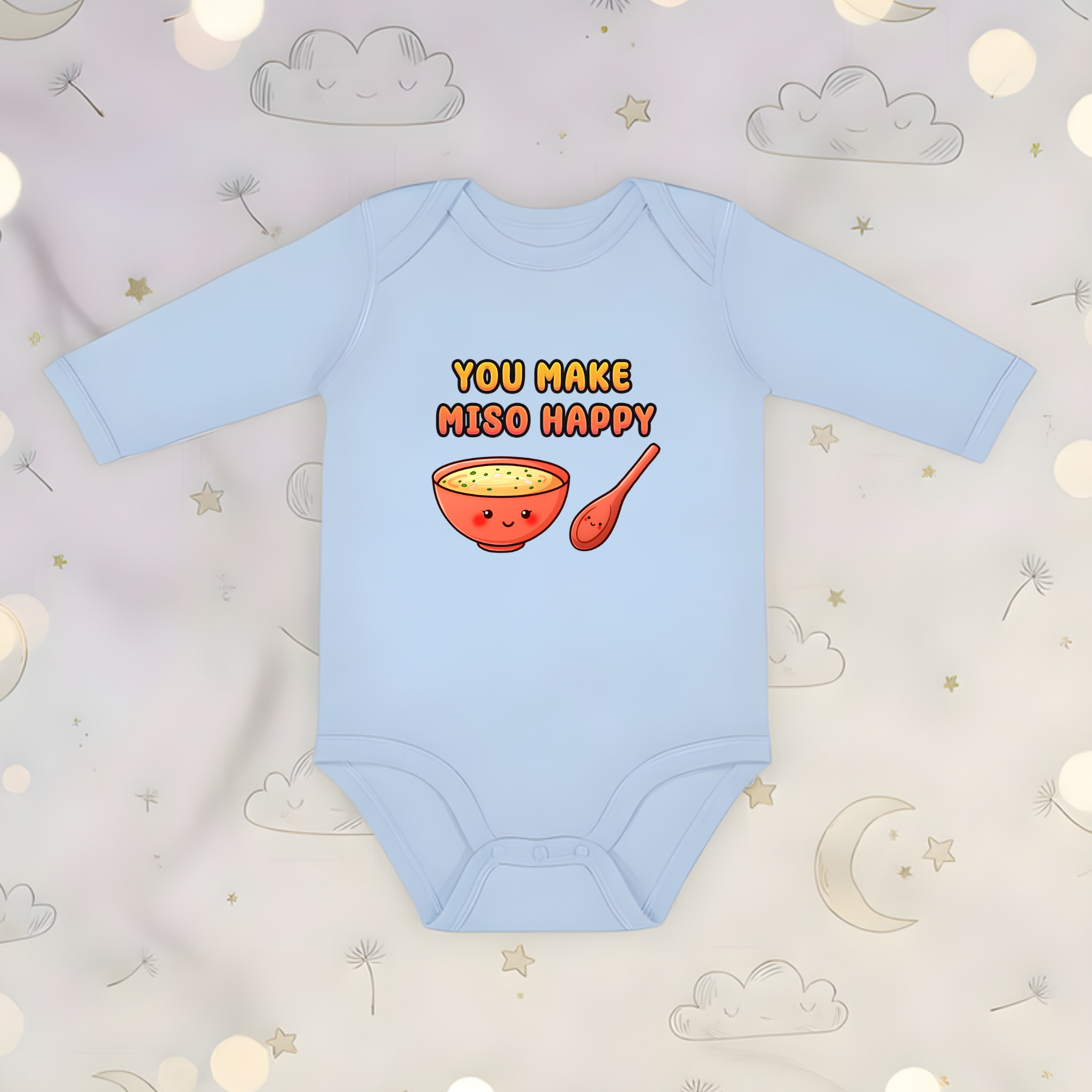 You Make Miso Happy Miso Soup and Spoon Couple Long Sleeve Onesie