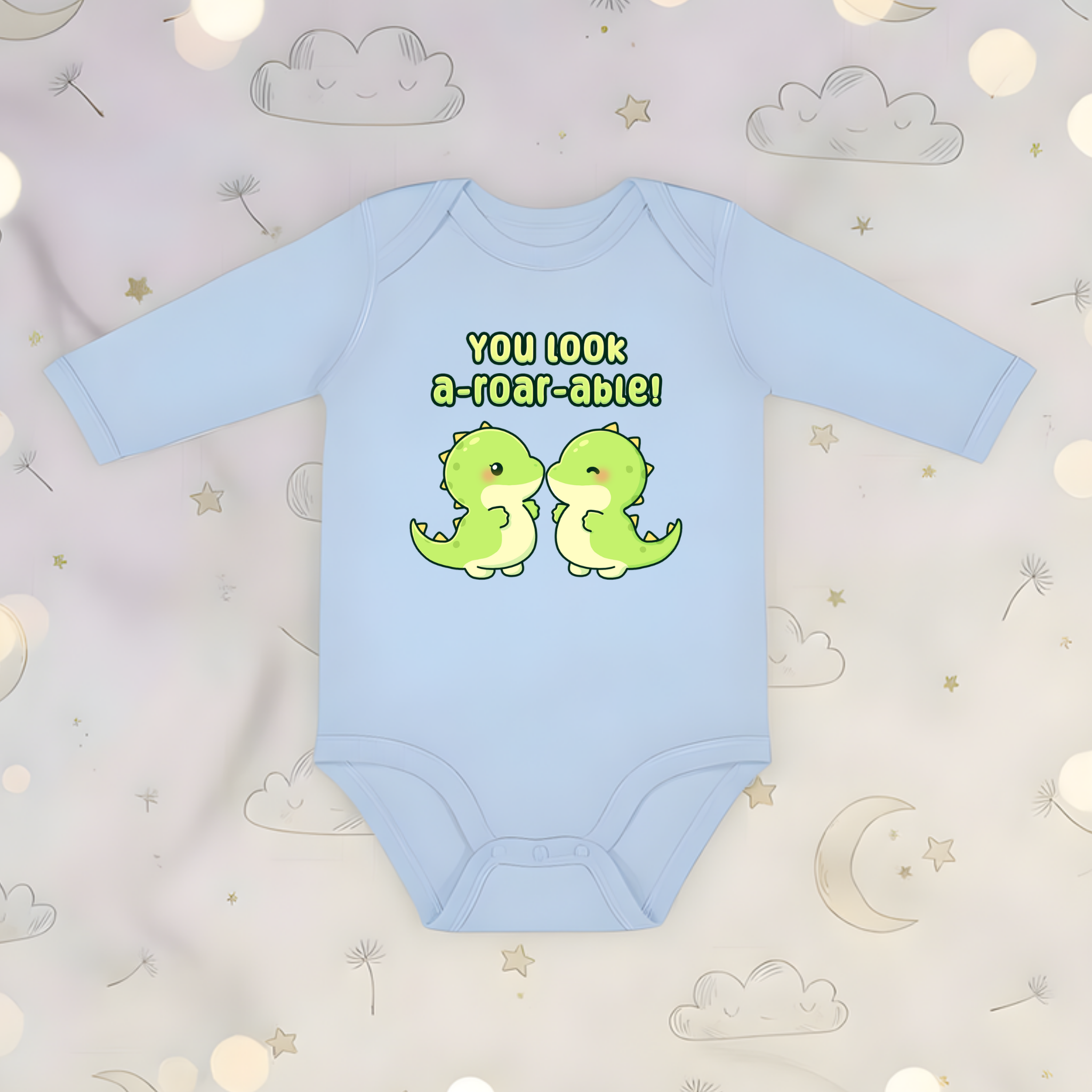 You Look A-Roar-Able! Dinosaur Couple Long Sleeve Onesie