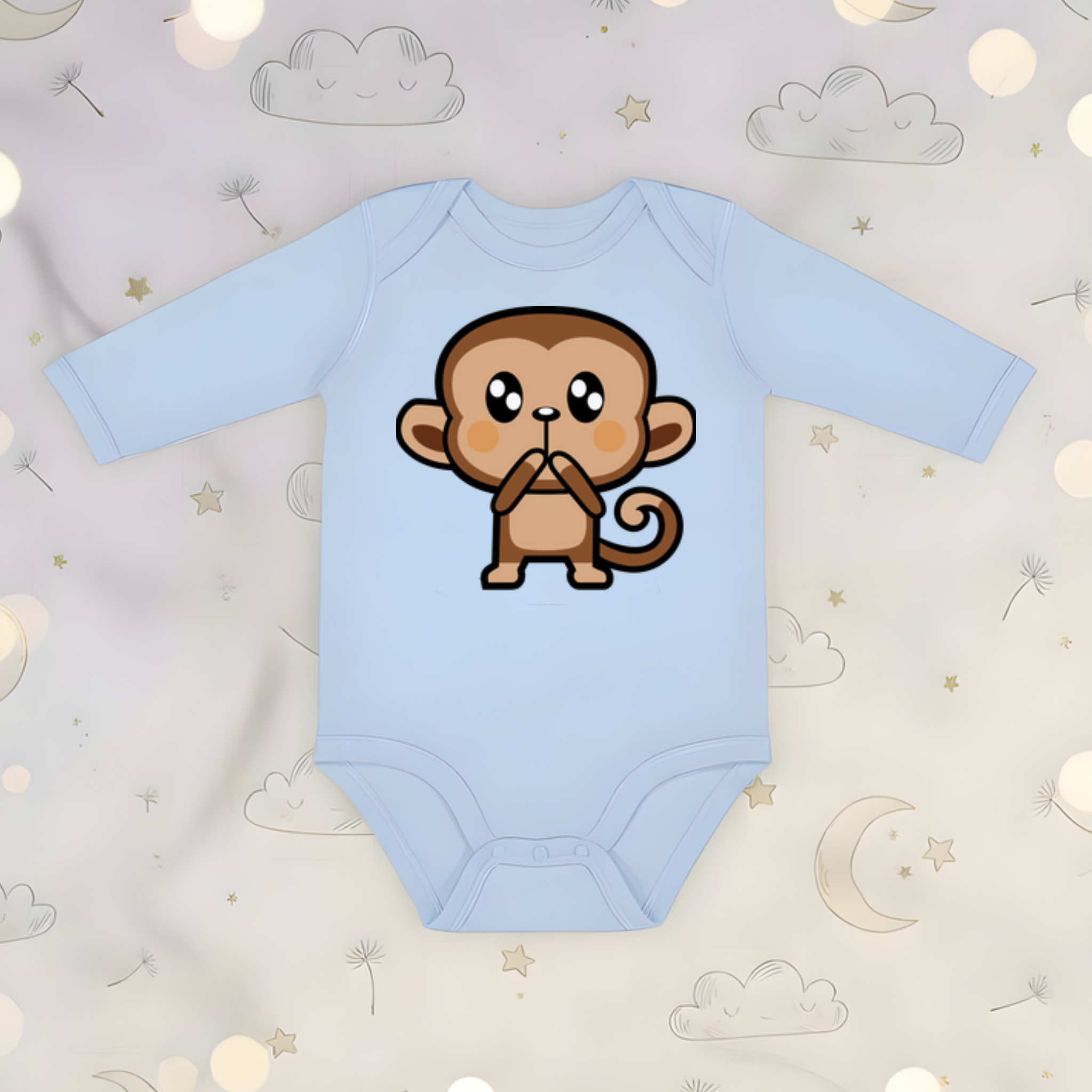 Shocked Monkey Long Sleeve Onesie