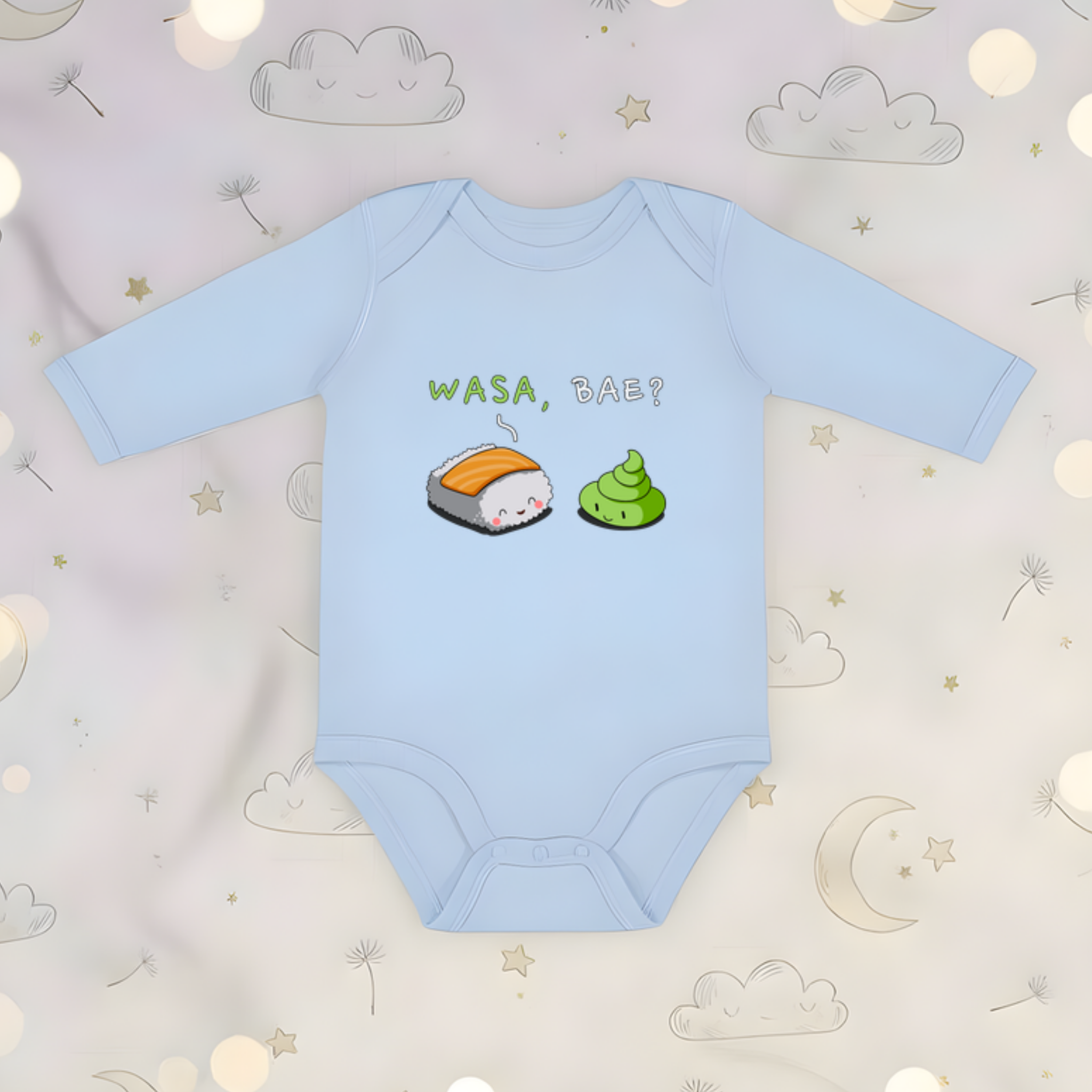 Wasa, Bae? Sushi and Wasabi Couple Long Sleeve Onesie