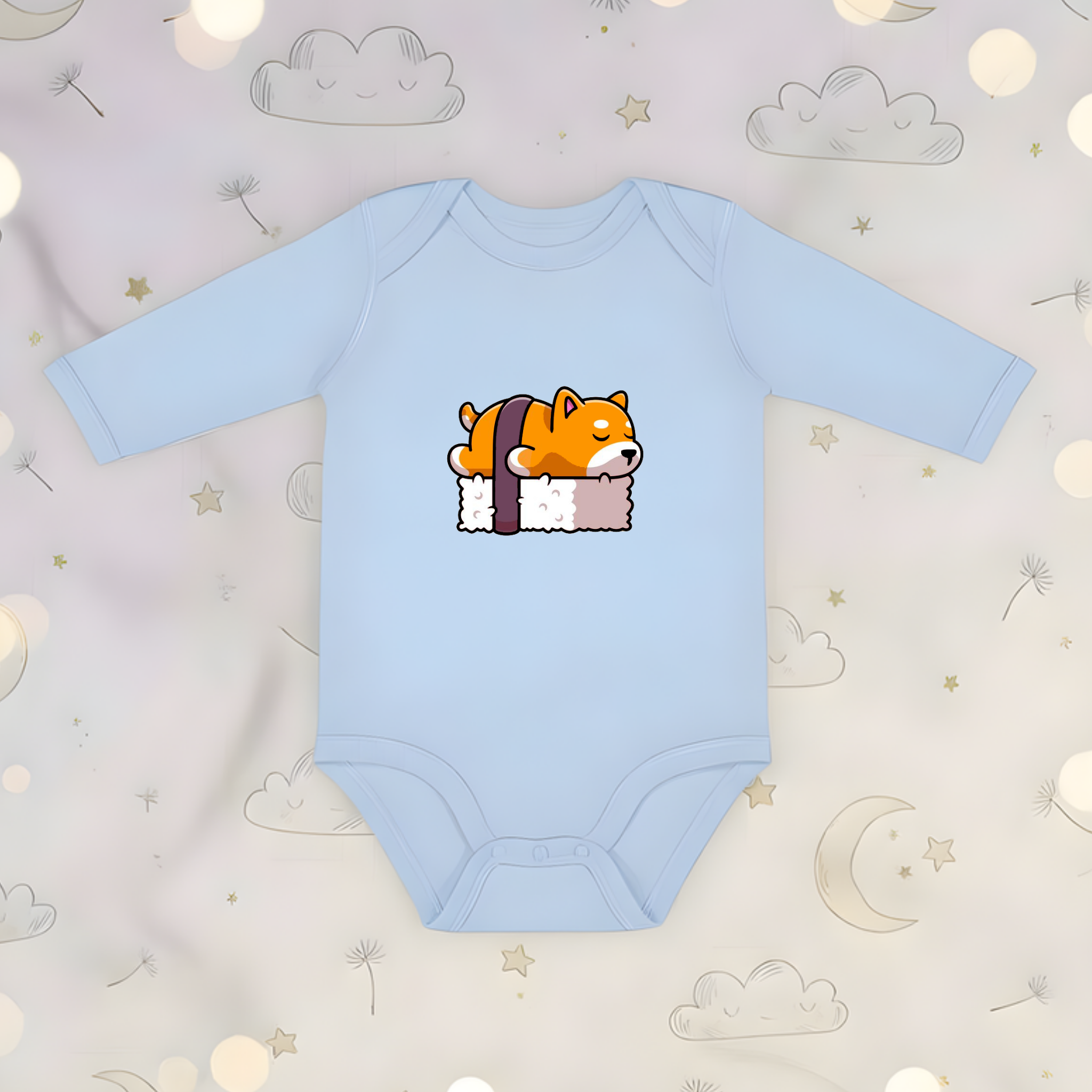 Dog Sleeping on Sushi Long Sleeve Onesie