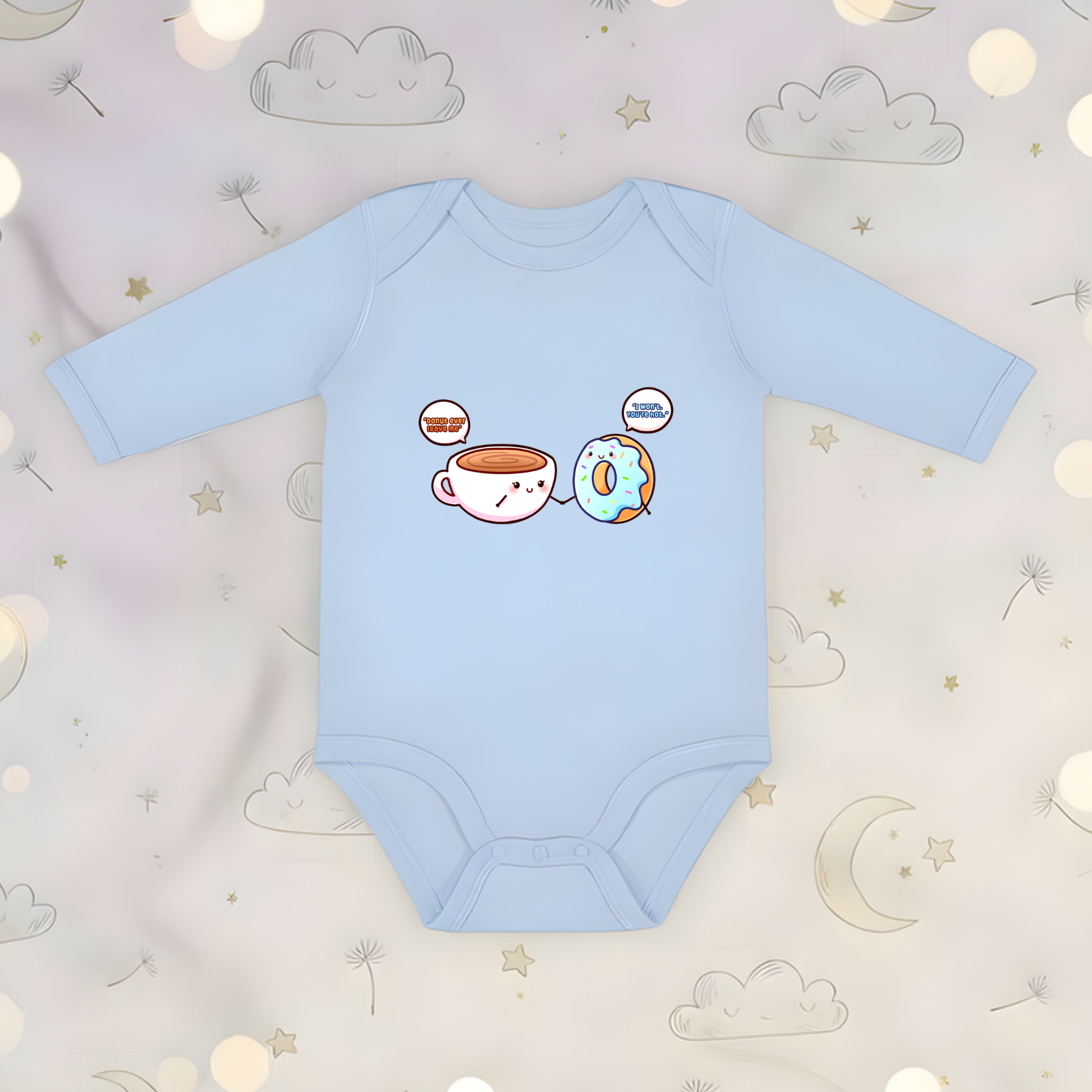 Donut Ever Leave Me Coffee and Donut Couple Long Sleeve Onesie