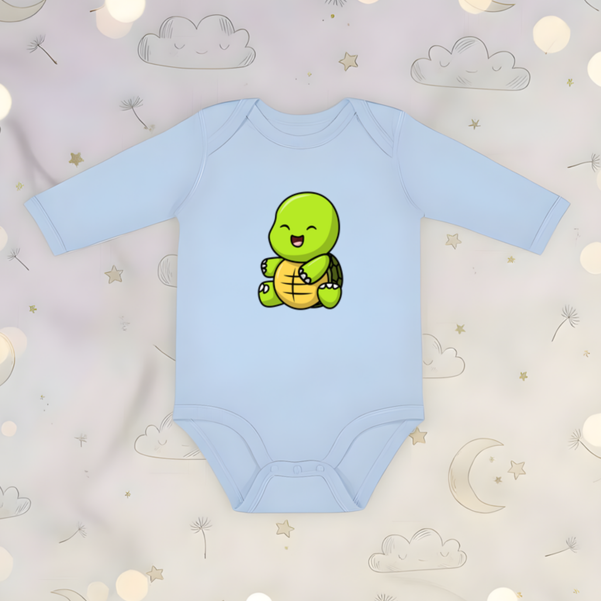 Sitting Baby Turtle Long Sleeve Onesie