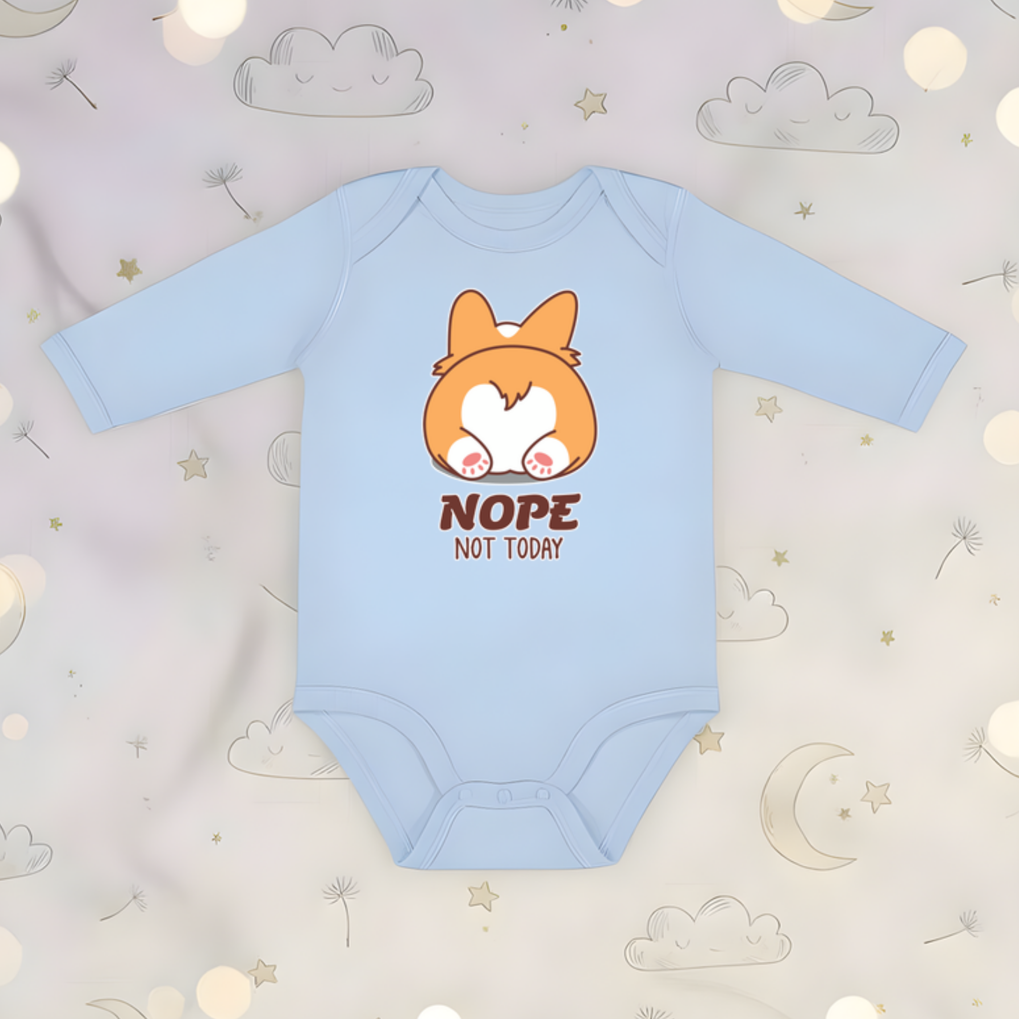 Nope Not Today Dog Butt Long Sleeve Onesie