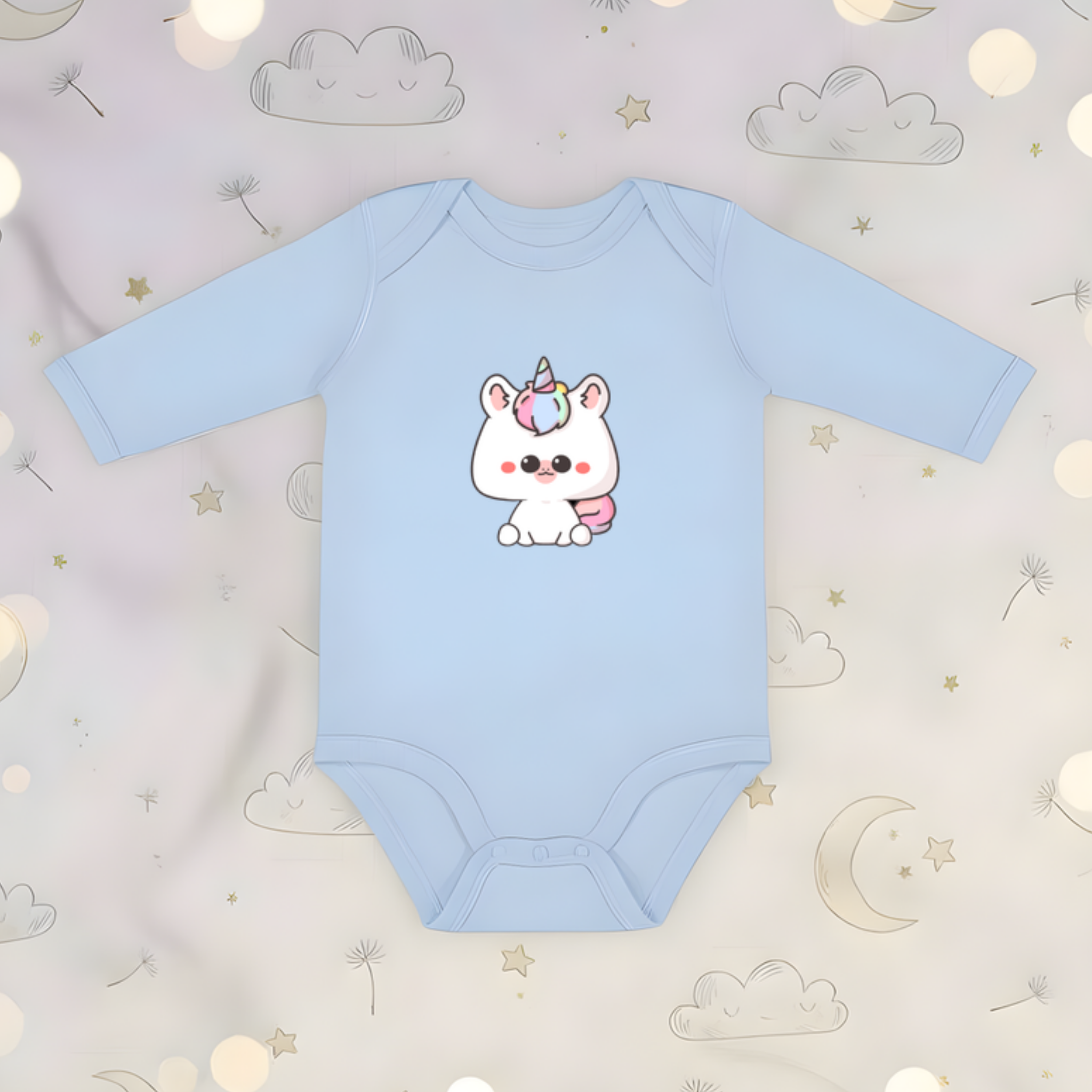 Rainbow Baby Unicorn Long Sleeve Onesie