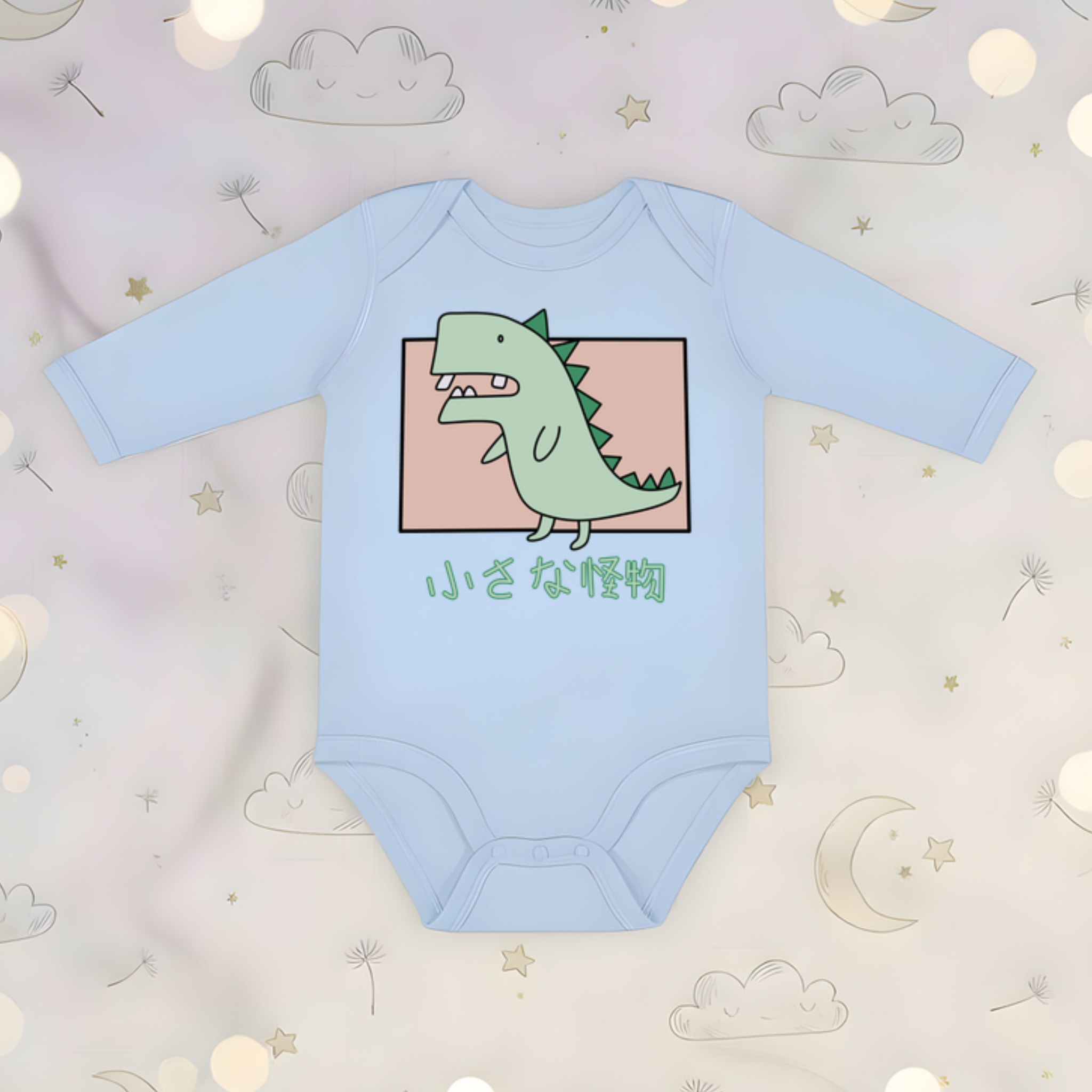 Crooked Toothed T-Rex Long Sleeve Onesie