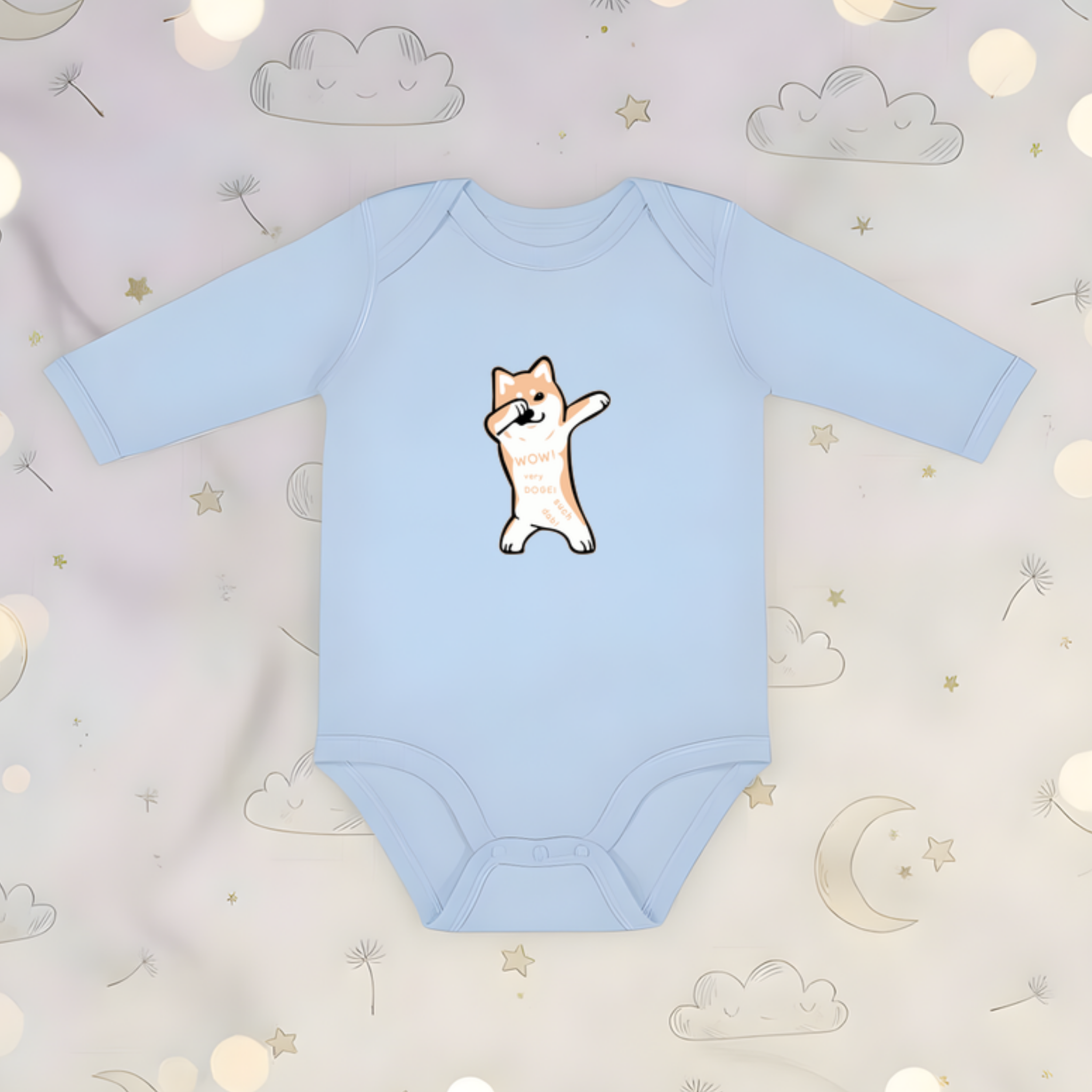 Dabbing Doge Dog Long Sleeve Onesie