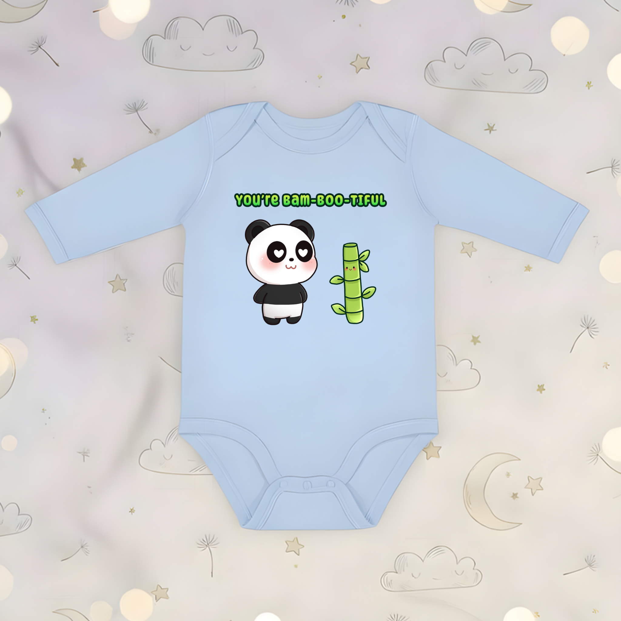 You're Bam-Boo-Tiful Panda and Bamboo Couple Long Sleeve Onesie