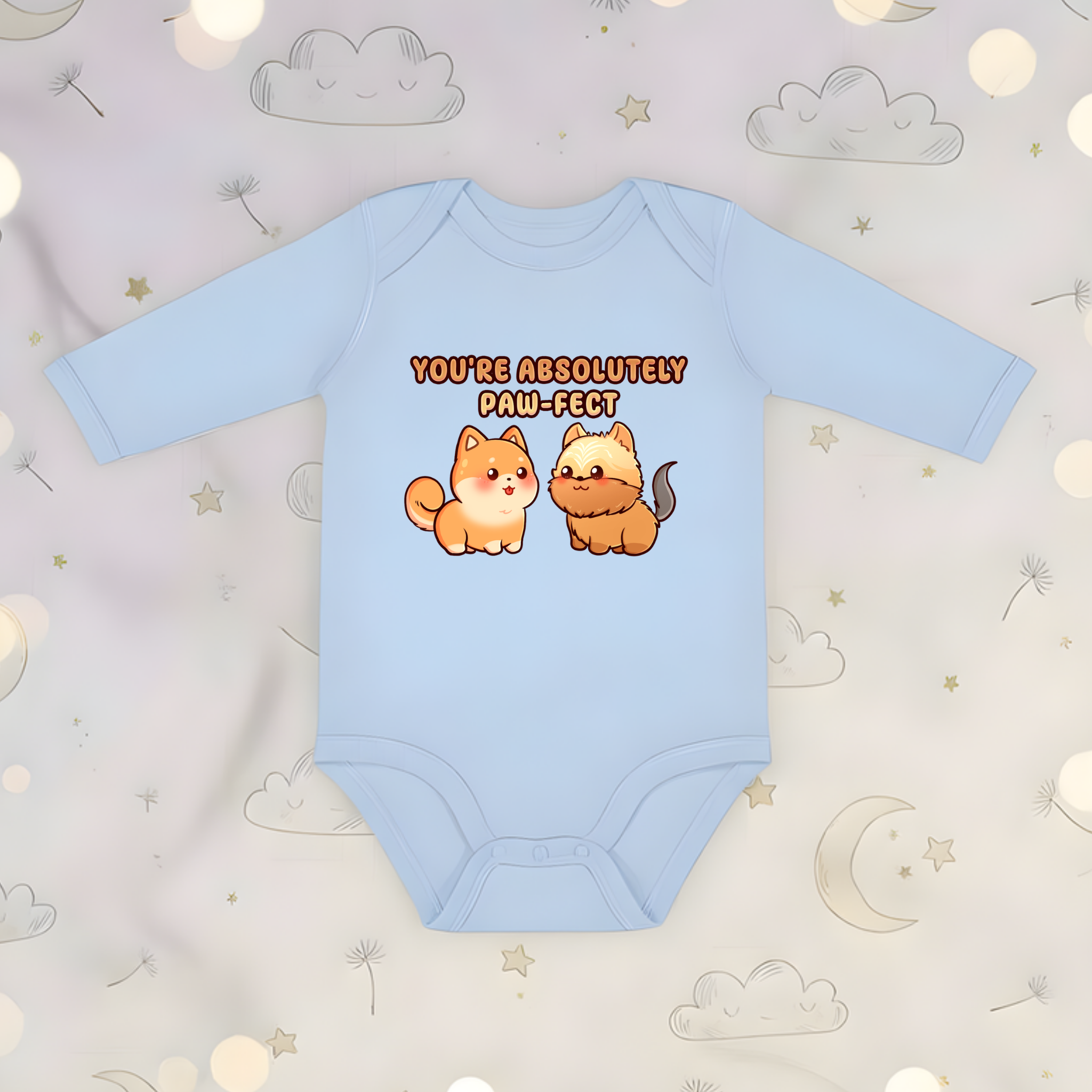 You're Absolutely Paw-fect Dog Couple - Shiba Inu & Yorkshire Terrier Long Sleeve Onesie