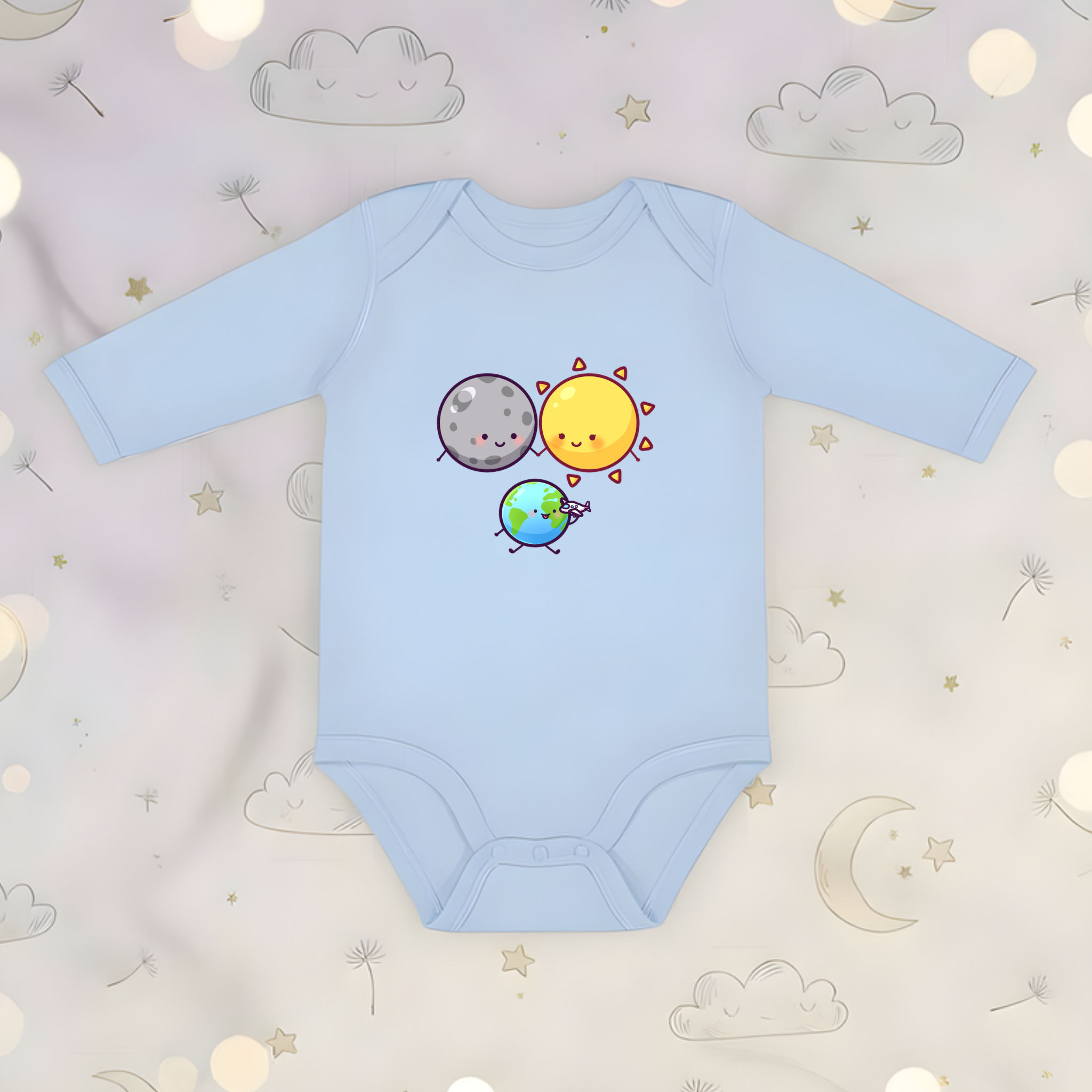 Sun Moon and Earth Family Long Sleeve Onesie