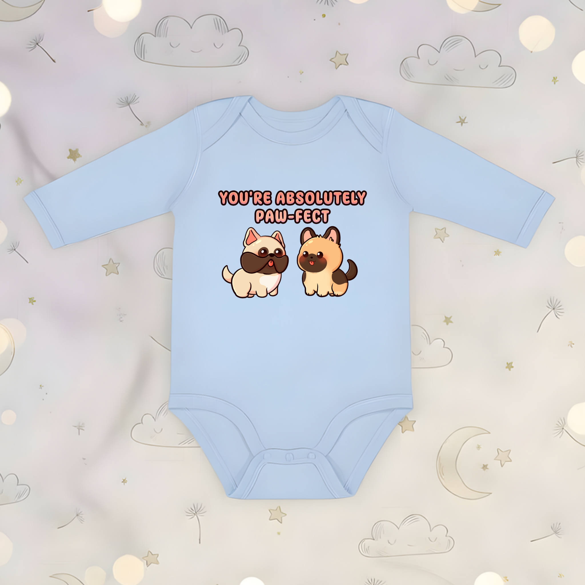 You're Absolutely Paw-fect Dog Couple - French Bulldog & German Shephard Long Sleeve Onesie