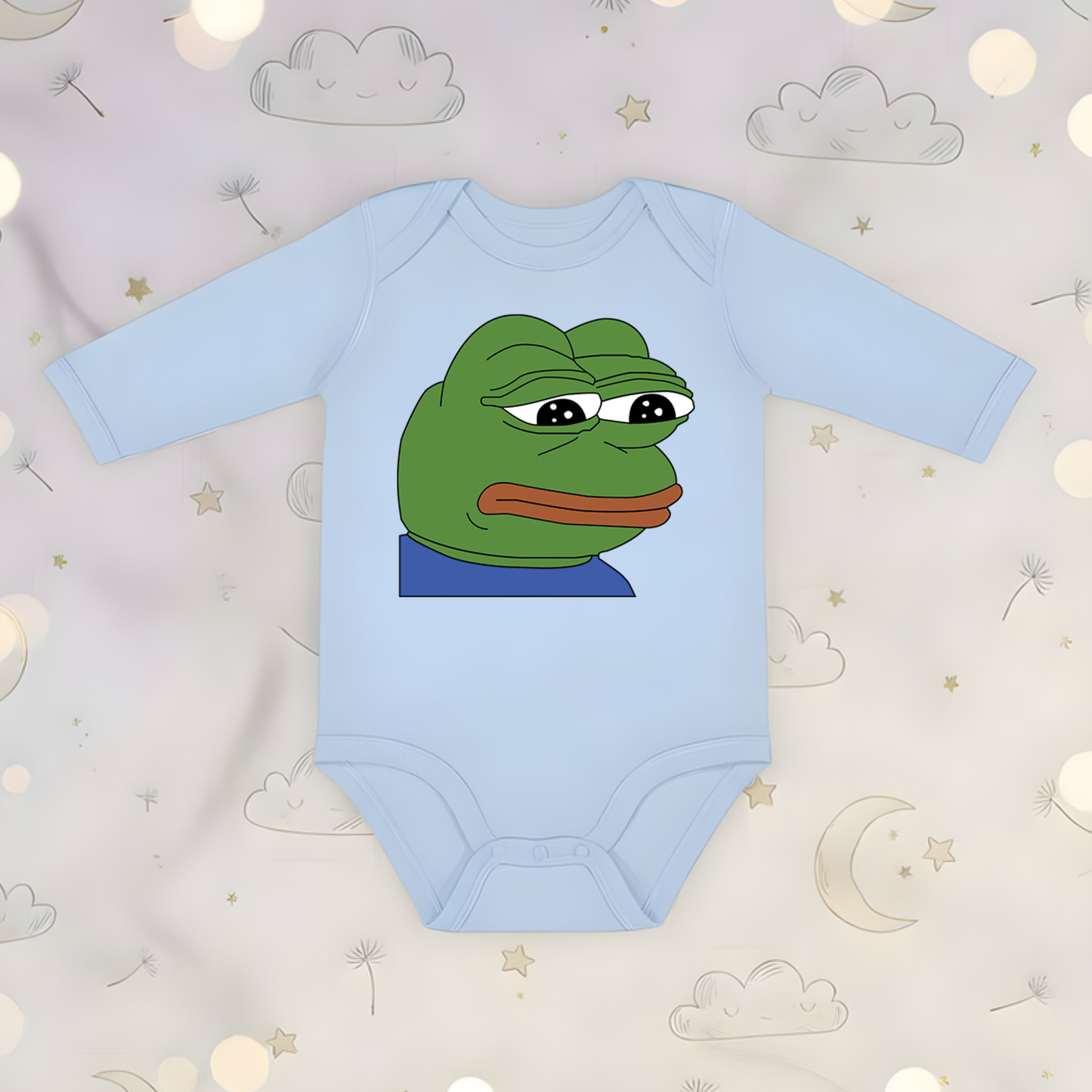Sad Pepe the Frog Long Sleeve Onesie