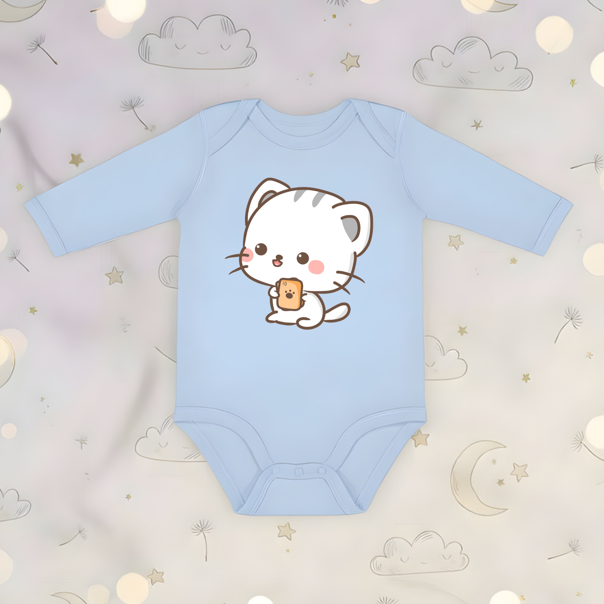 Cat Playing Cards Long Sleeve Onesie