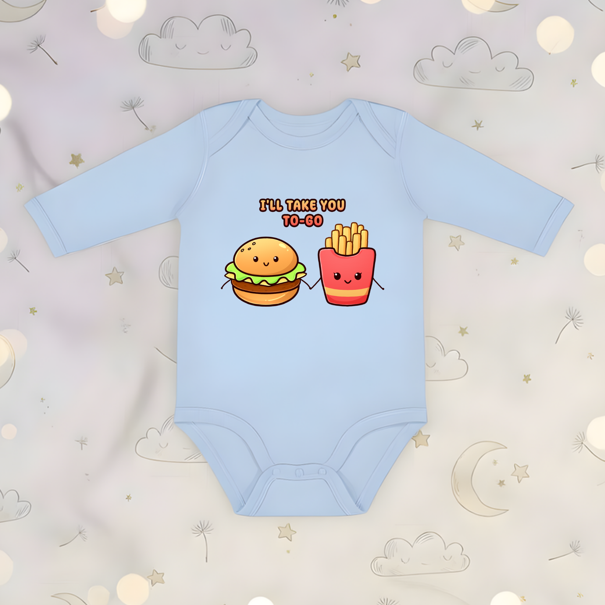 I'll Take You To-Go Burger and Fries Couple Long Sleeve Onesie