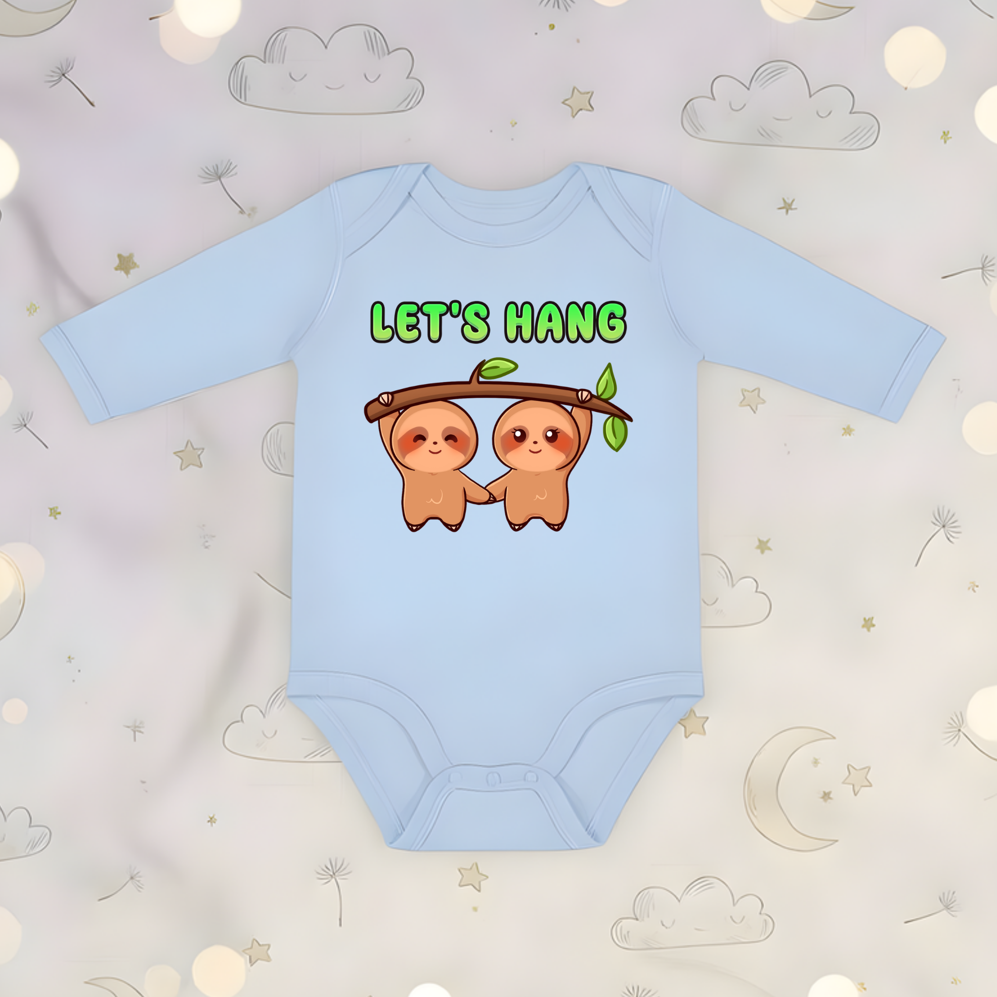 Let's Hang Sloth Couple Long Sleeve Onesie
