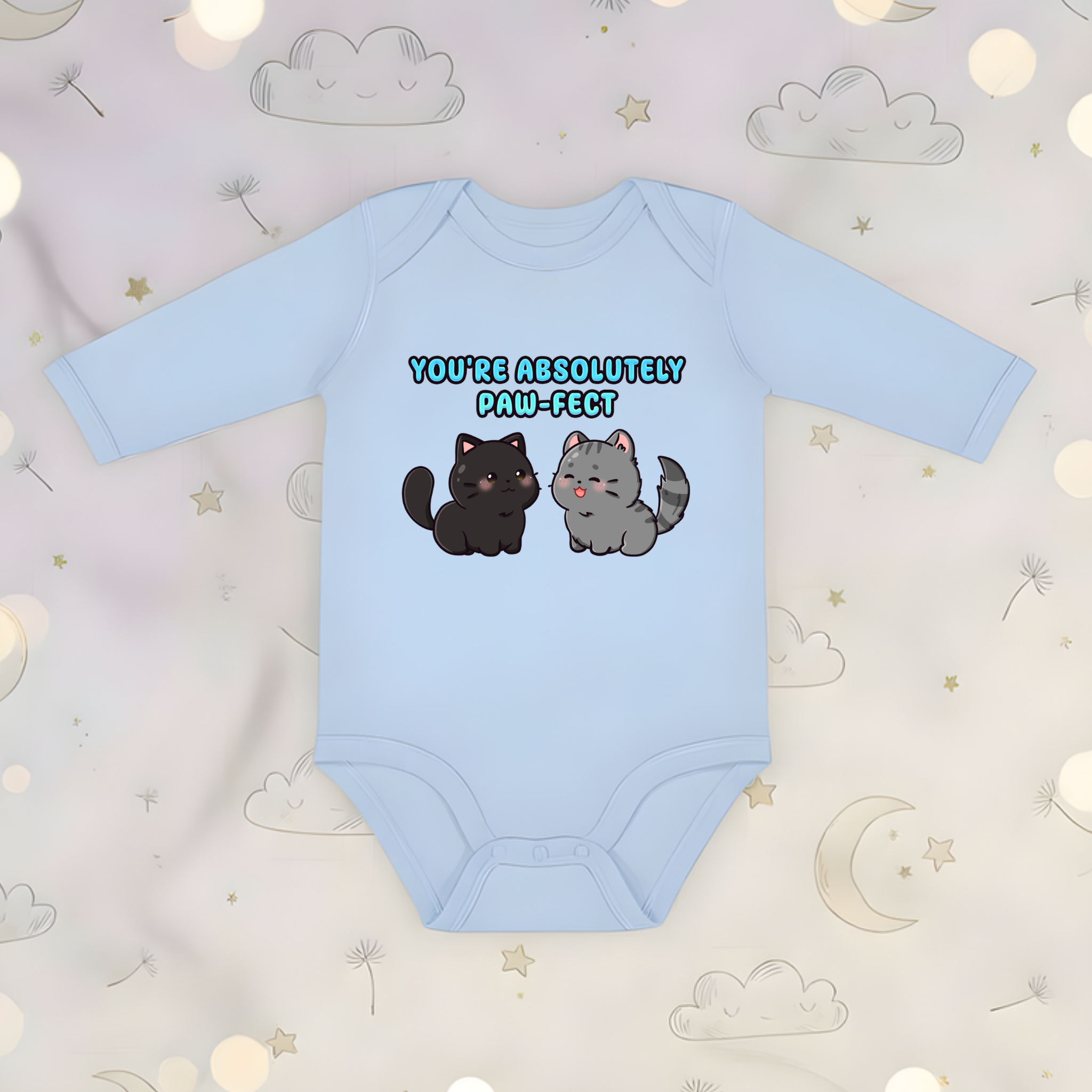 You're Absolutely Paw-Fect Cat Couple Long Sleeve Onesie