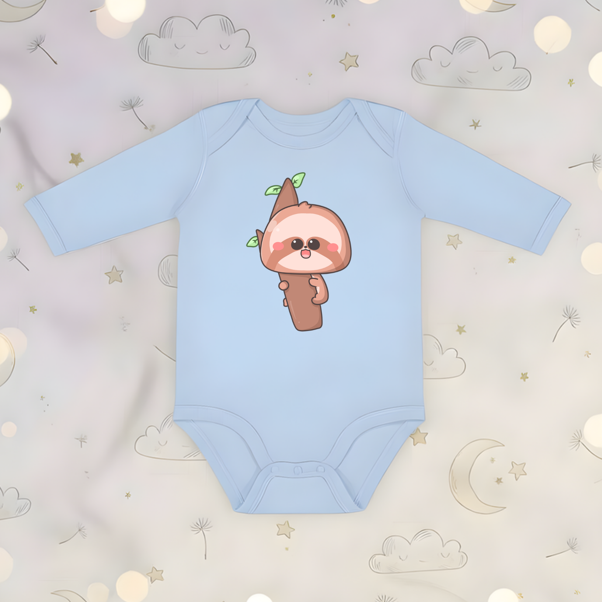 Baby Sloth on a Tree Branch Long Sleeve Onesie