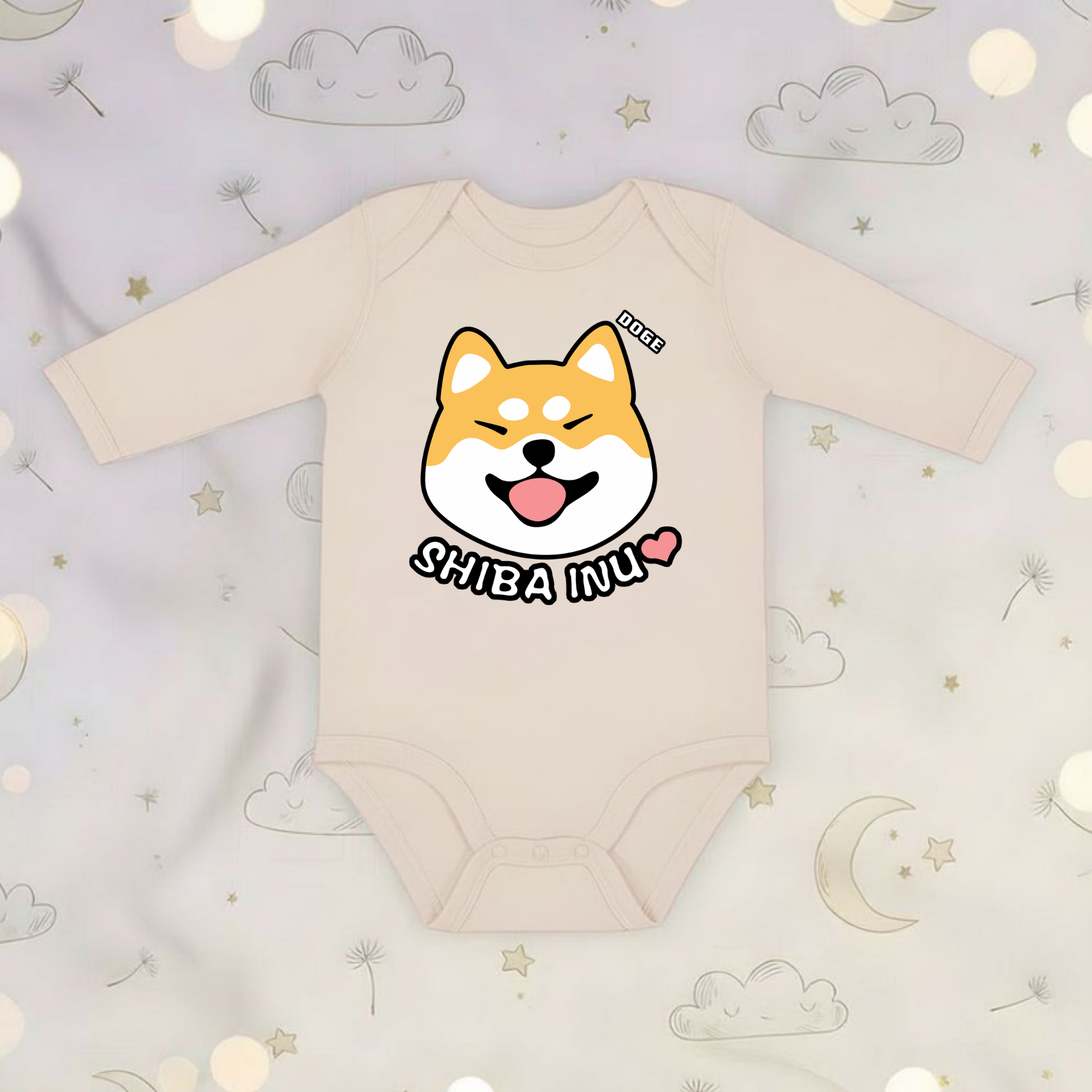 Doge Shiba Inu Face Long Sleeve Onesie