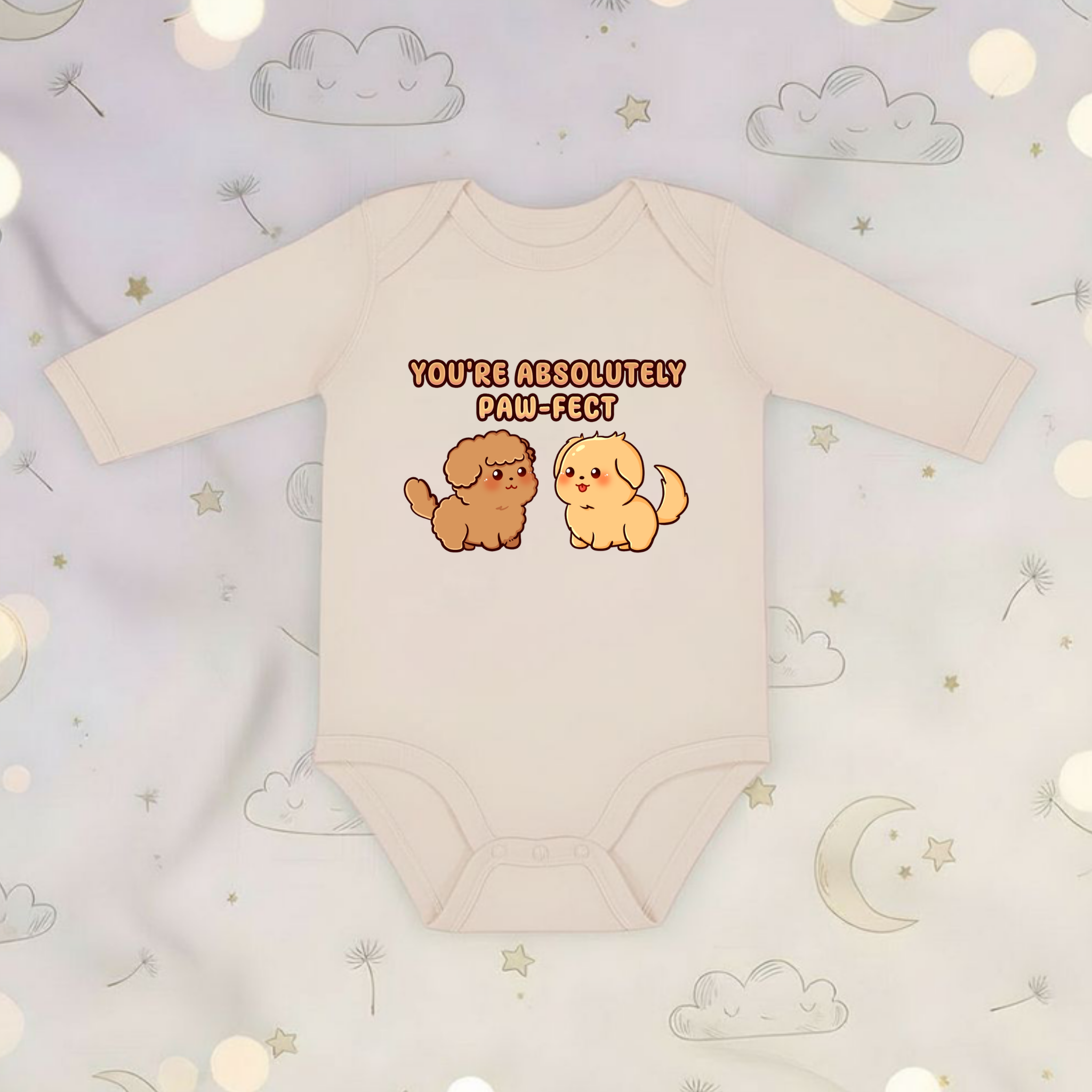 You're Absolutely Paw-Fect Dog Couple - Poodle & Golden Retriever Long Sleeve Onesie