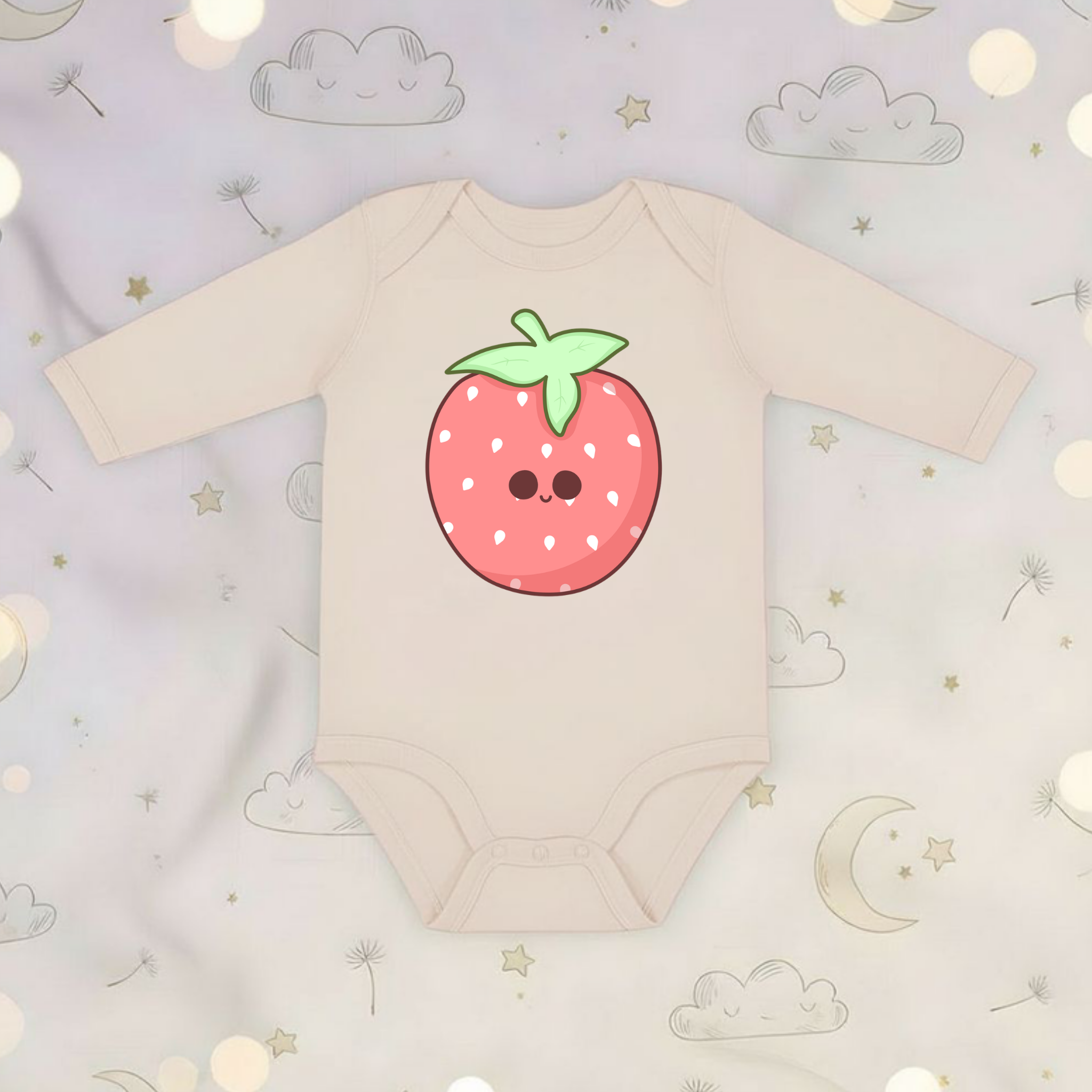 Baby Strawberry Long Sleeve Onesie