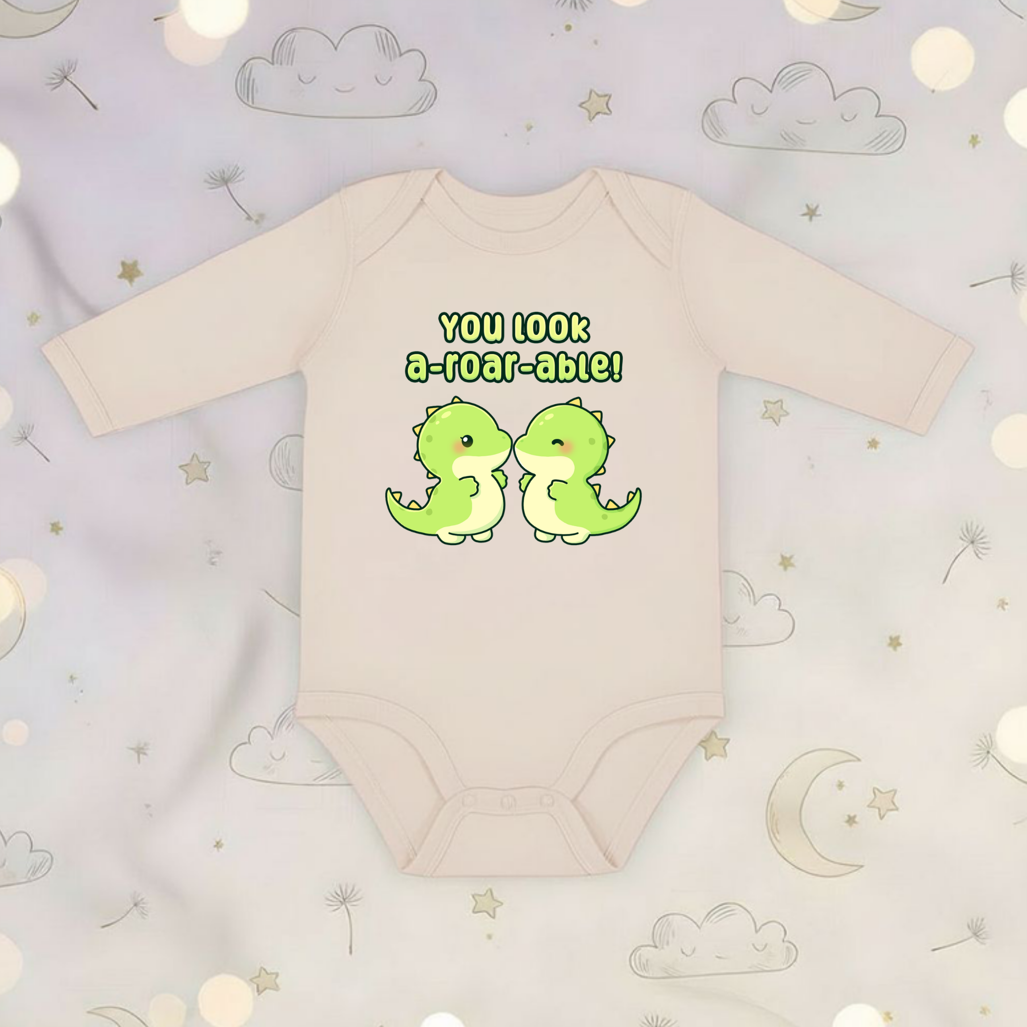 You Look A-Roar-Able! Dinosaur Couple Long Sleeve Onesie
