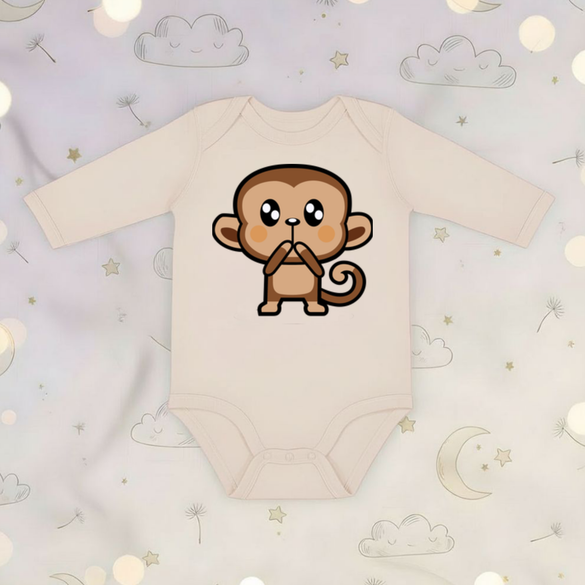 Shocked Monkey Long Sleeve Onesie