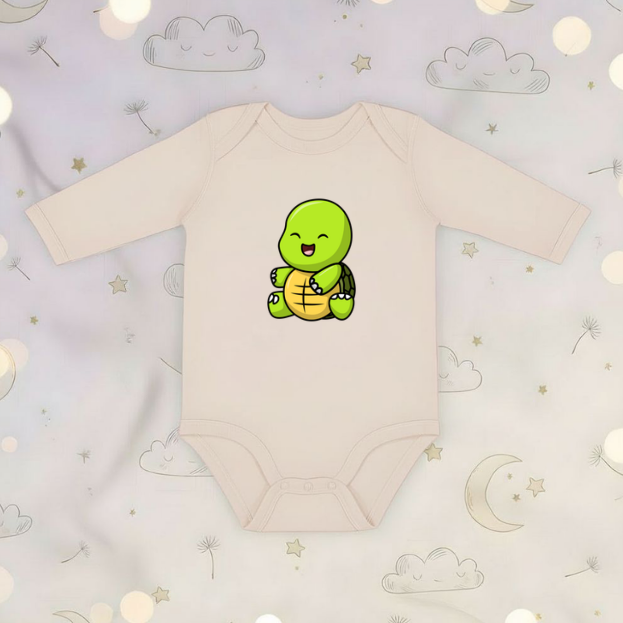 Sitting Baby Turtle Long Sleeve Onesie