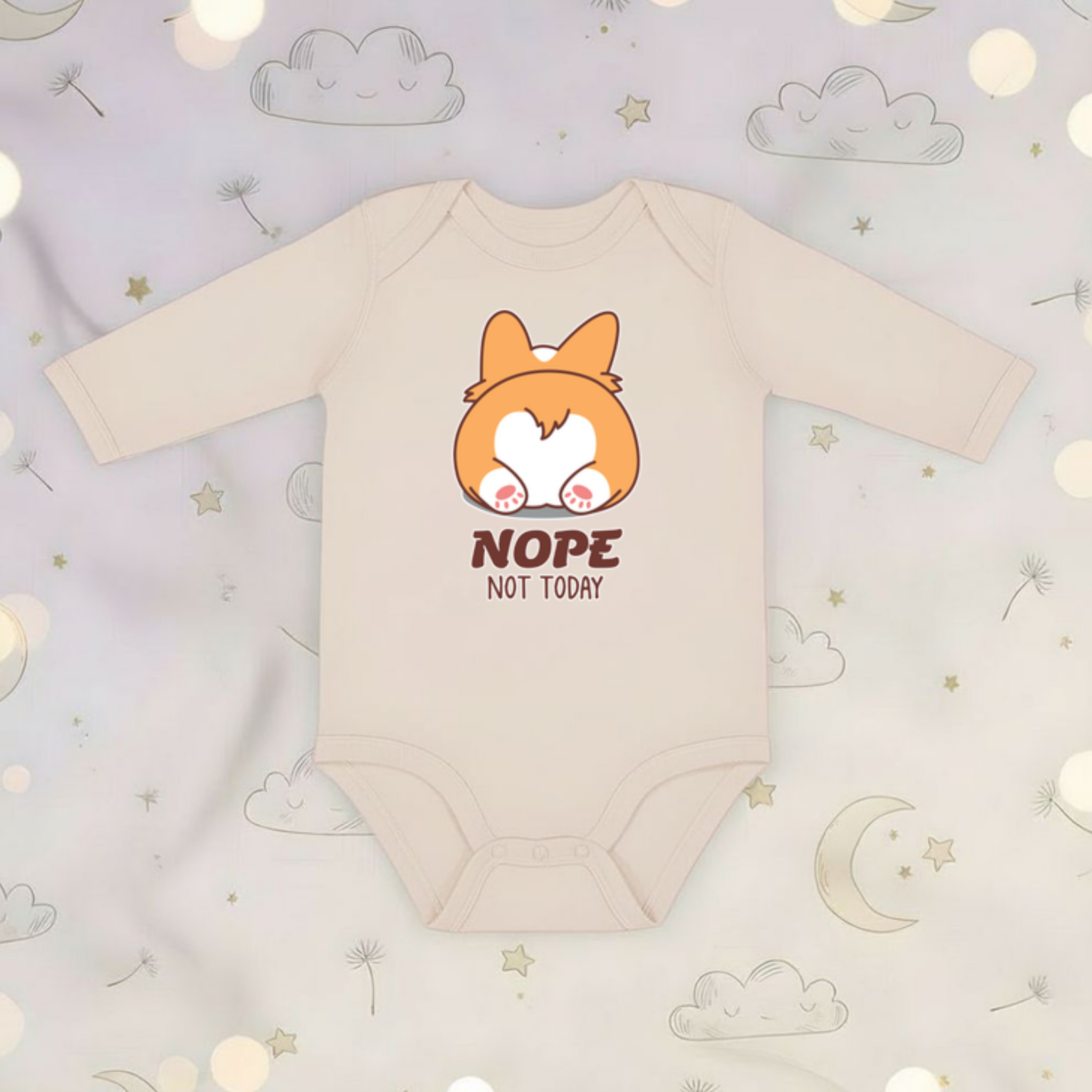 Nope Not Today Dog Butt Long Sleeve Onesie