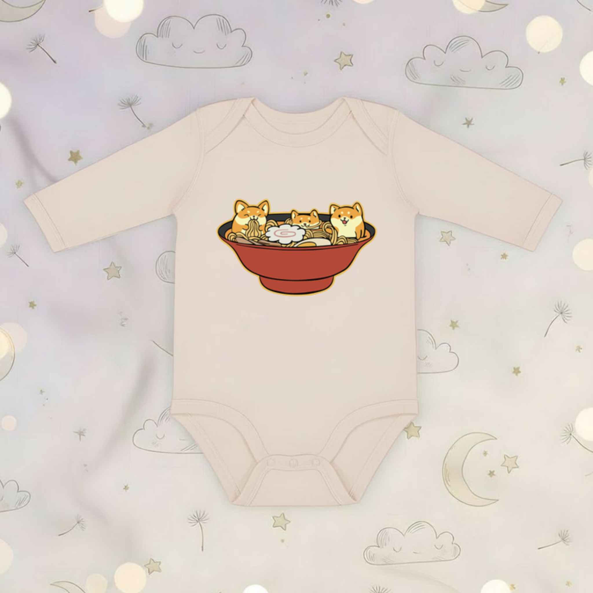 Shiba Inu Ramen Bowl Long Sleeve Onesie