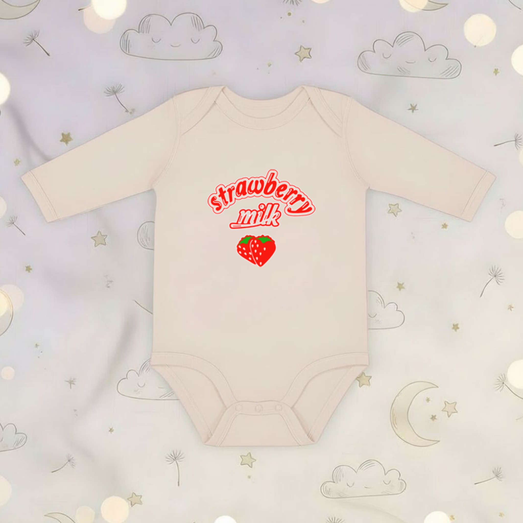 Strawberry Milk Long Sleeve Onesie