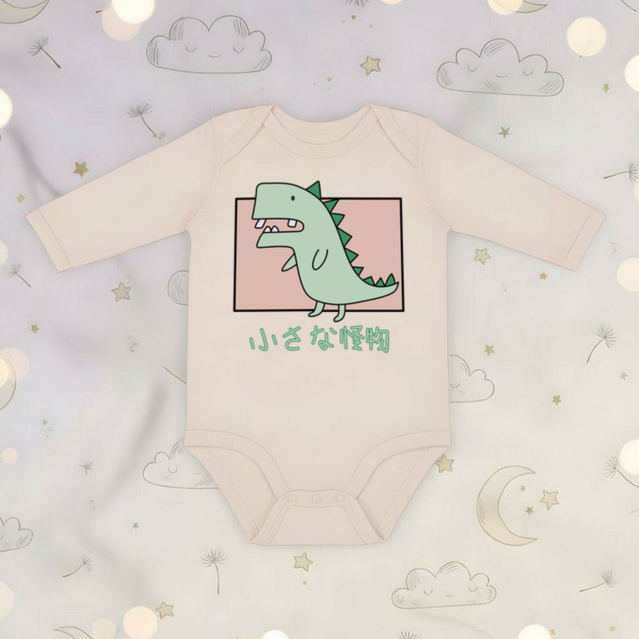 Crooked Toothed T-Rex Long Sleeve Onesie