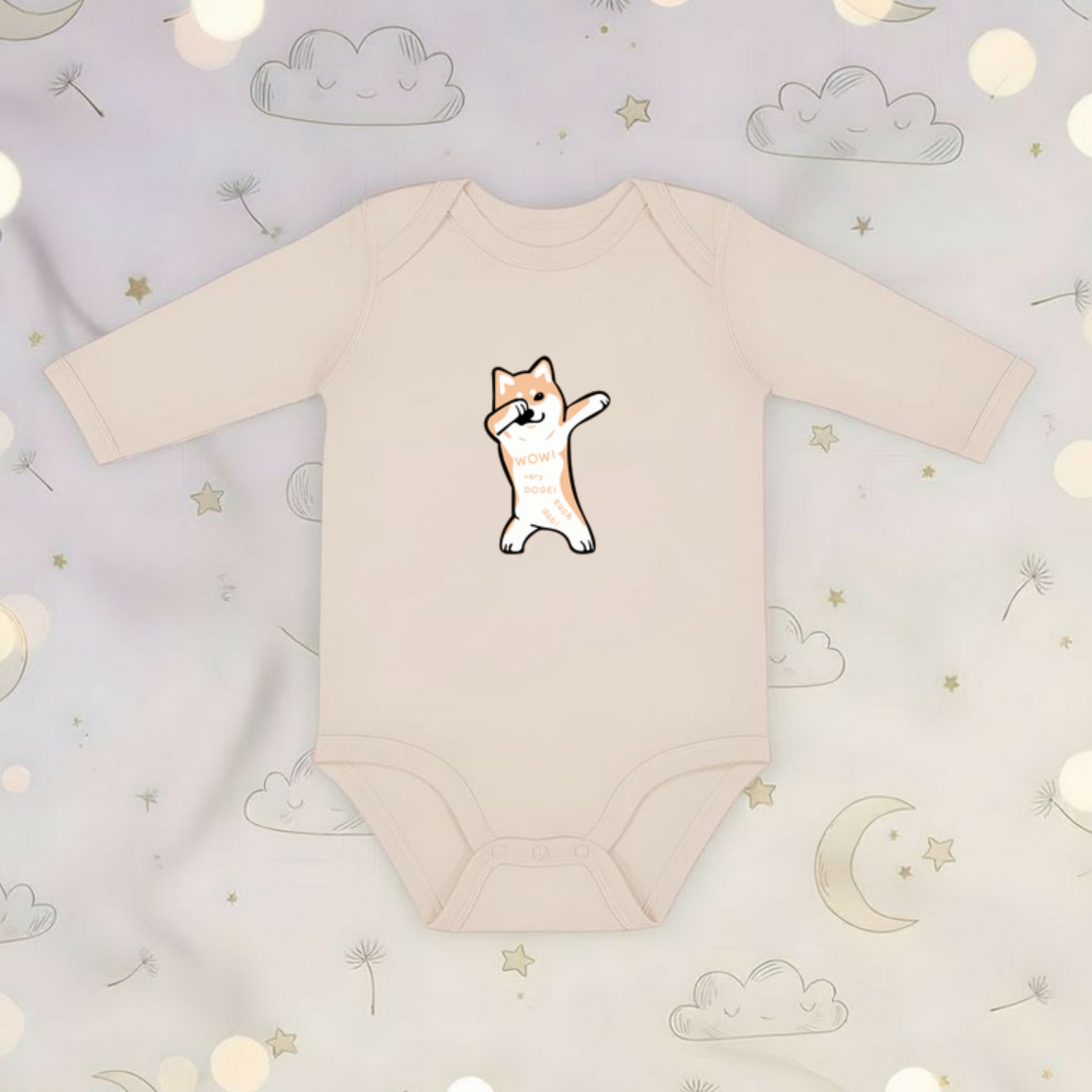 Dabbing Doge Dog Long Sleeve Onesie