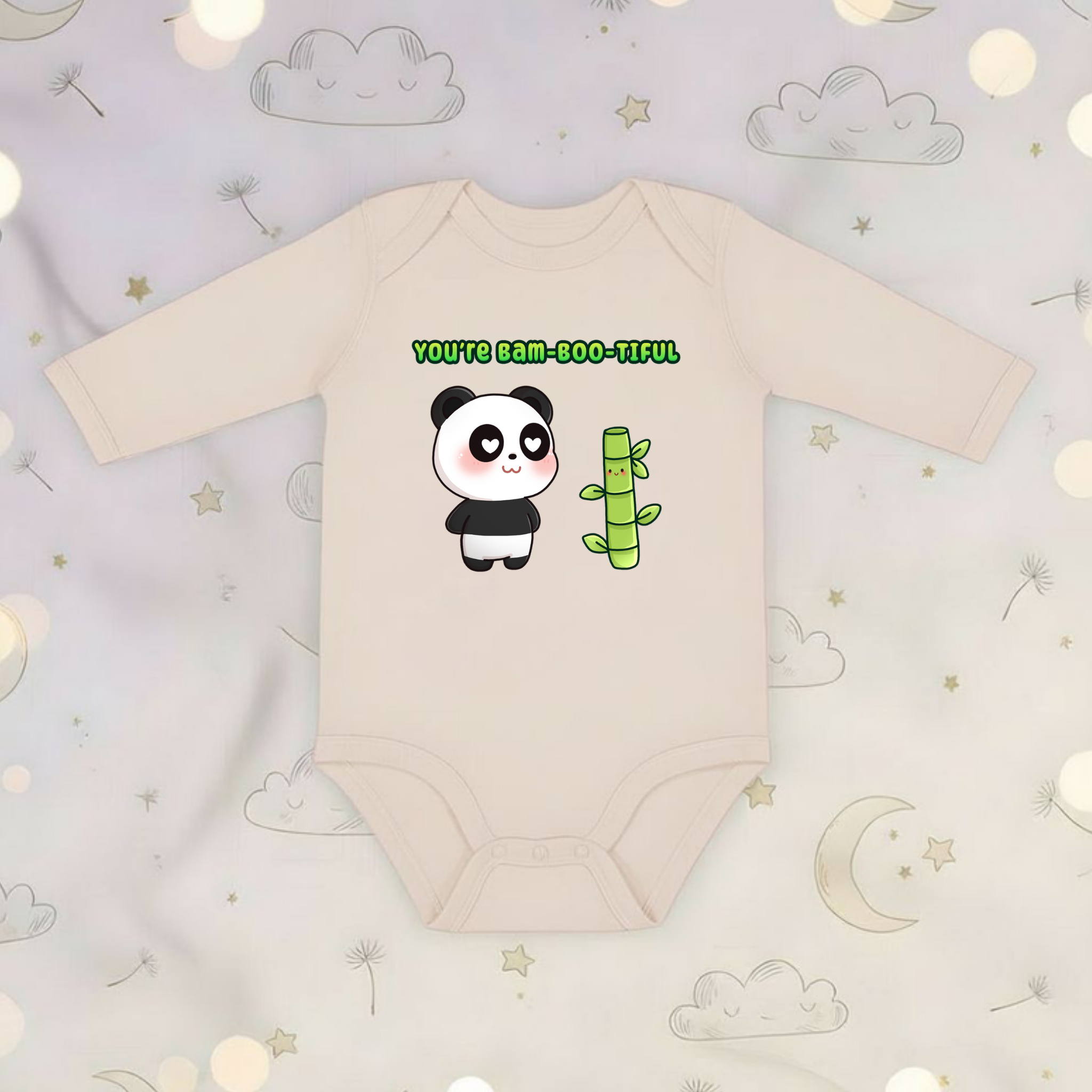 You're Bam-Boo-Tiful Panda and Bamboo Couple Long Sleeve Onesie