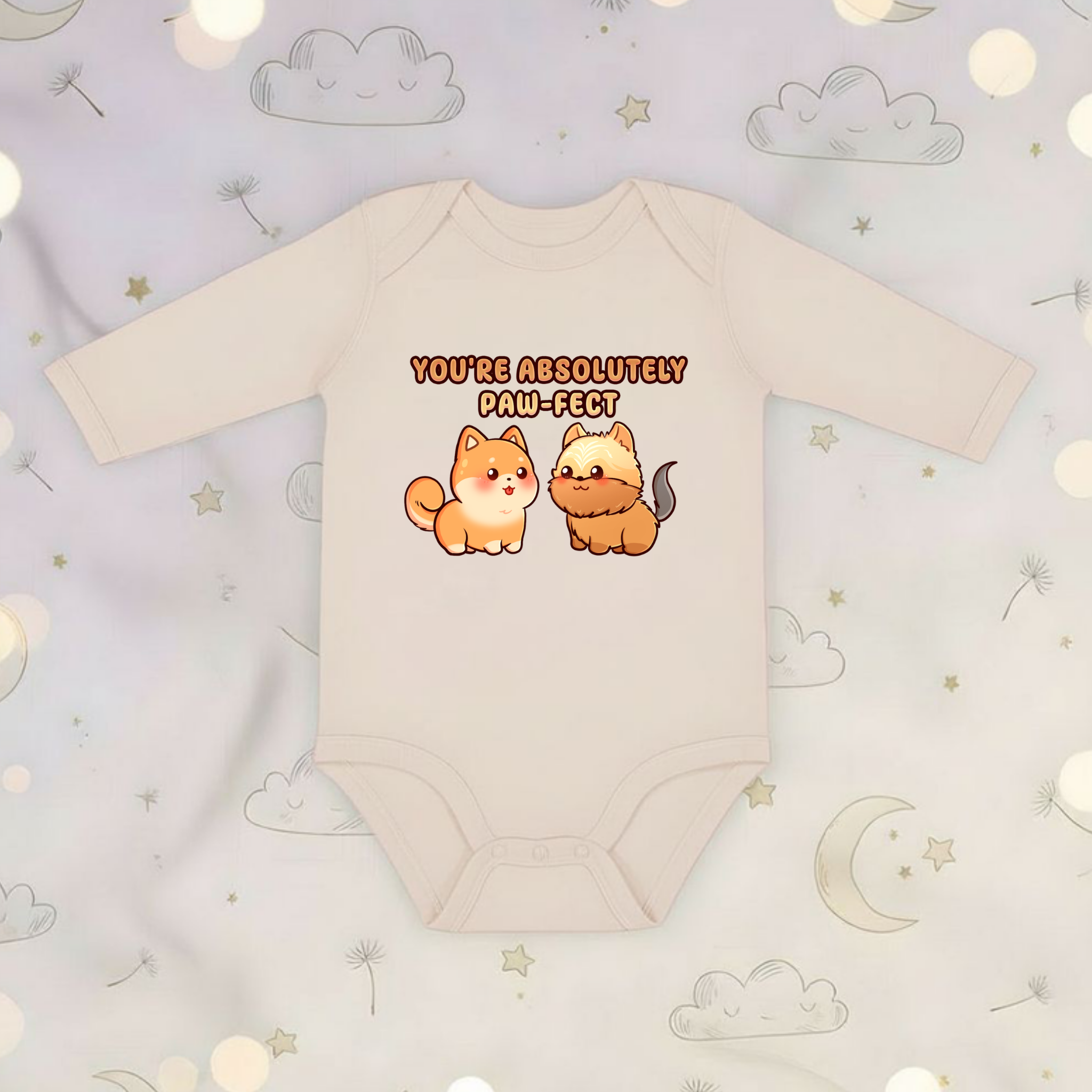 You're Absolutely Paw-fect Dog Couple - Shiba Inu & Yorkshire Terrier Long Sleeve Onesie