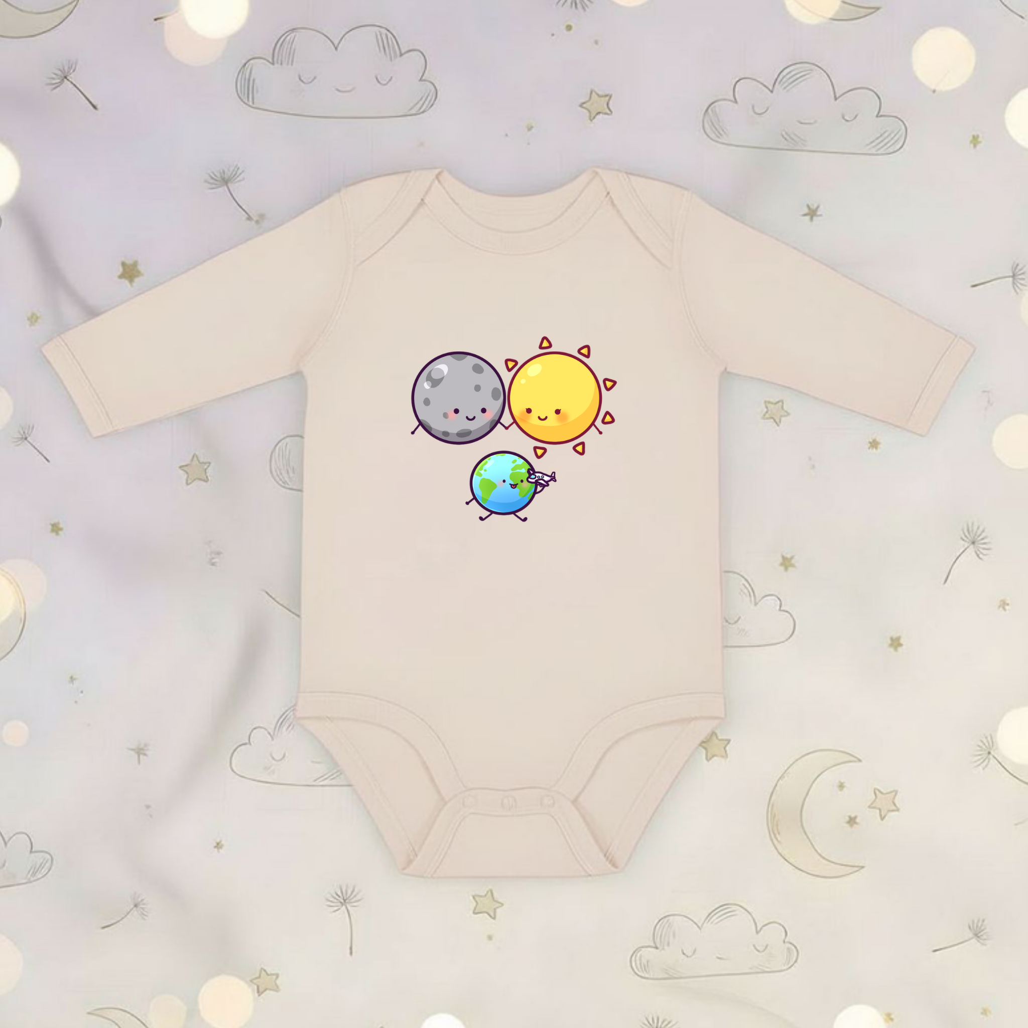 Sun Moon and Earth Family Long Sleeve Onesie
