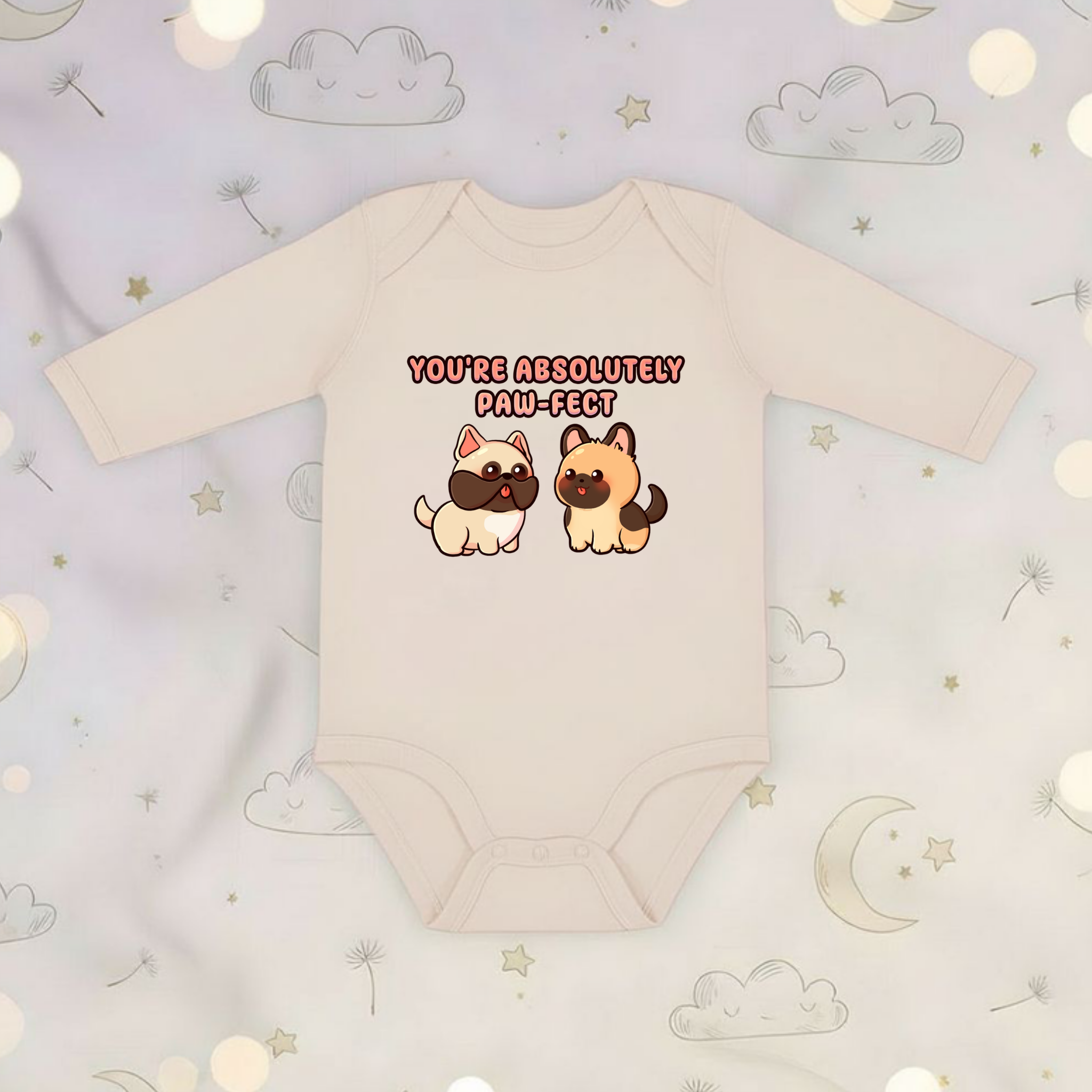 You're Absolutely Paw-fect Dog Couple - French Bulldog & German Shephard Long Sleeve Onesie