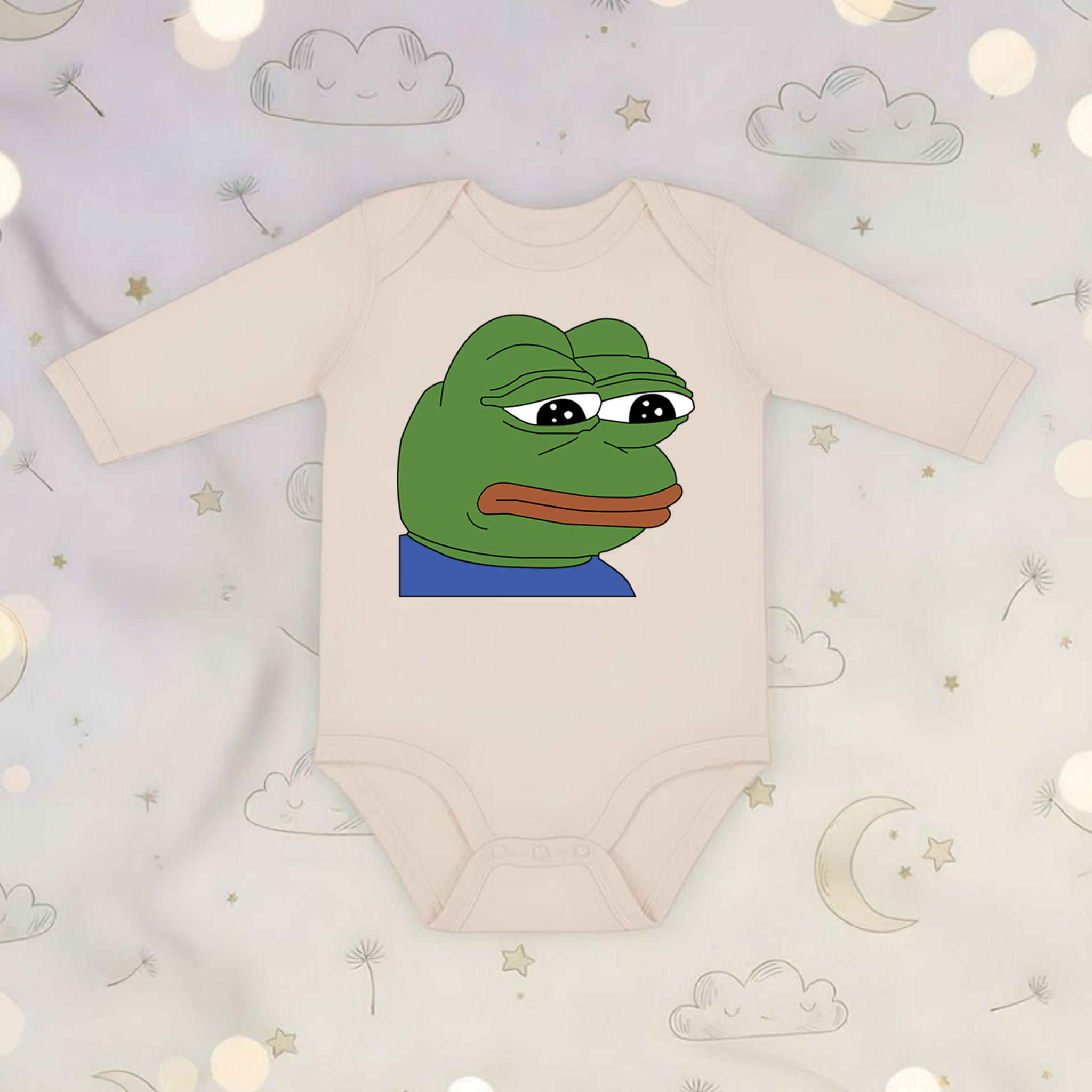 Sad Pepe the Frog Long Sleeve Onesie