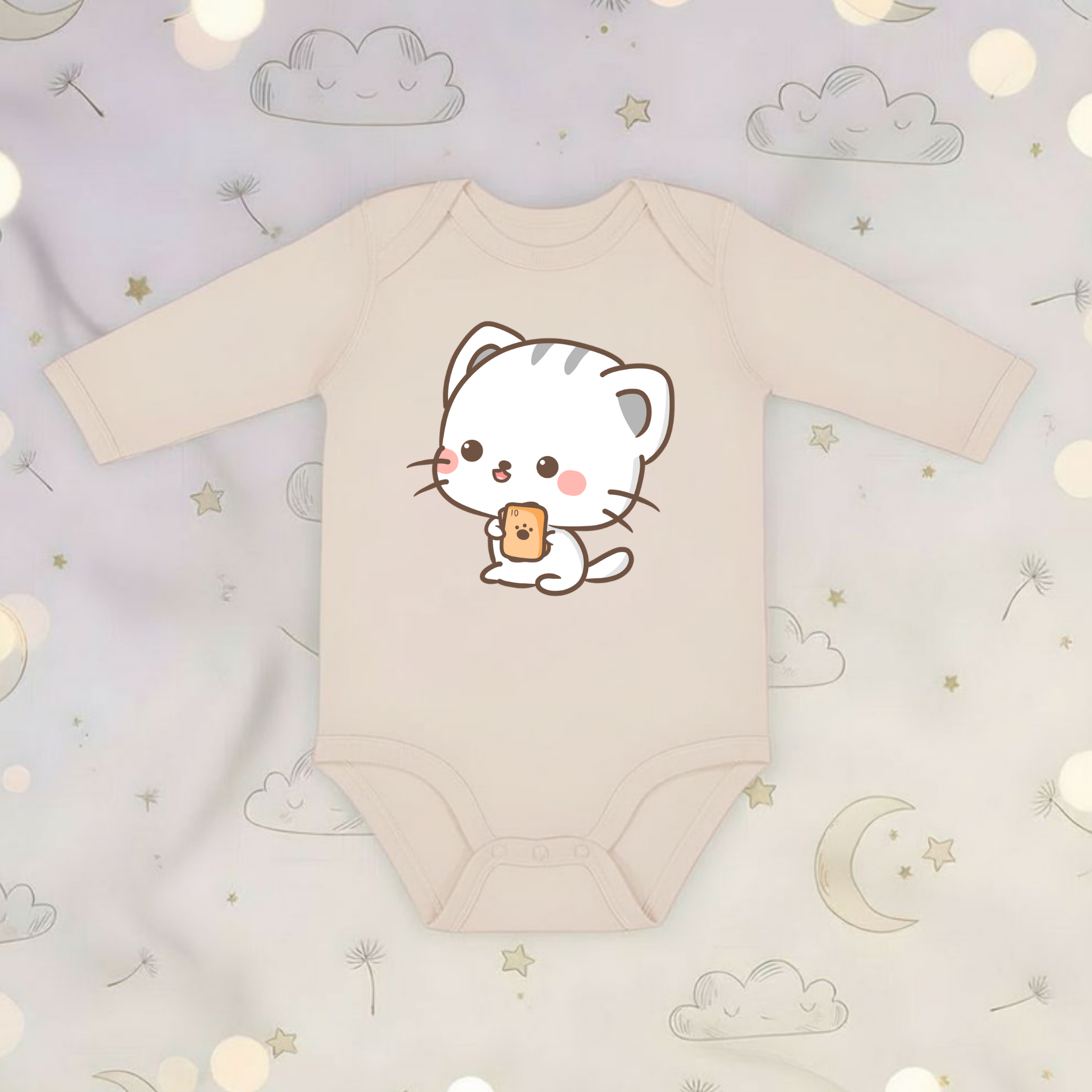Cat Playing Cards Long Sleeve Onesie
